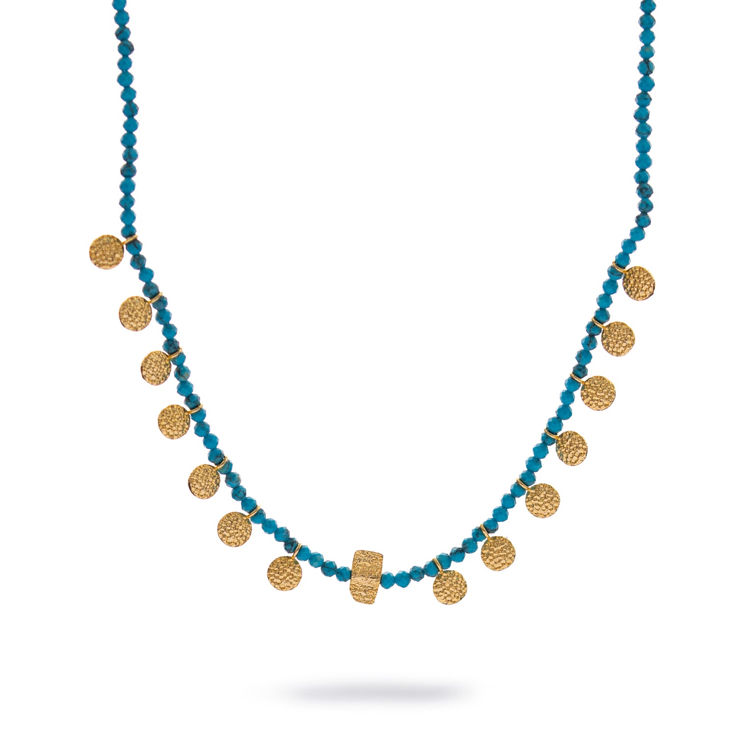Bohemian Turquoise Coin Charm Choker Necklace
