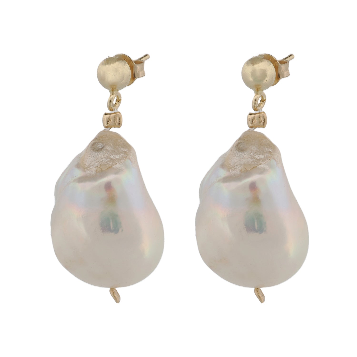 Bold baroque pearl earrings with 14K solid gold studs