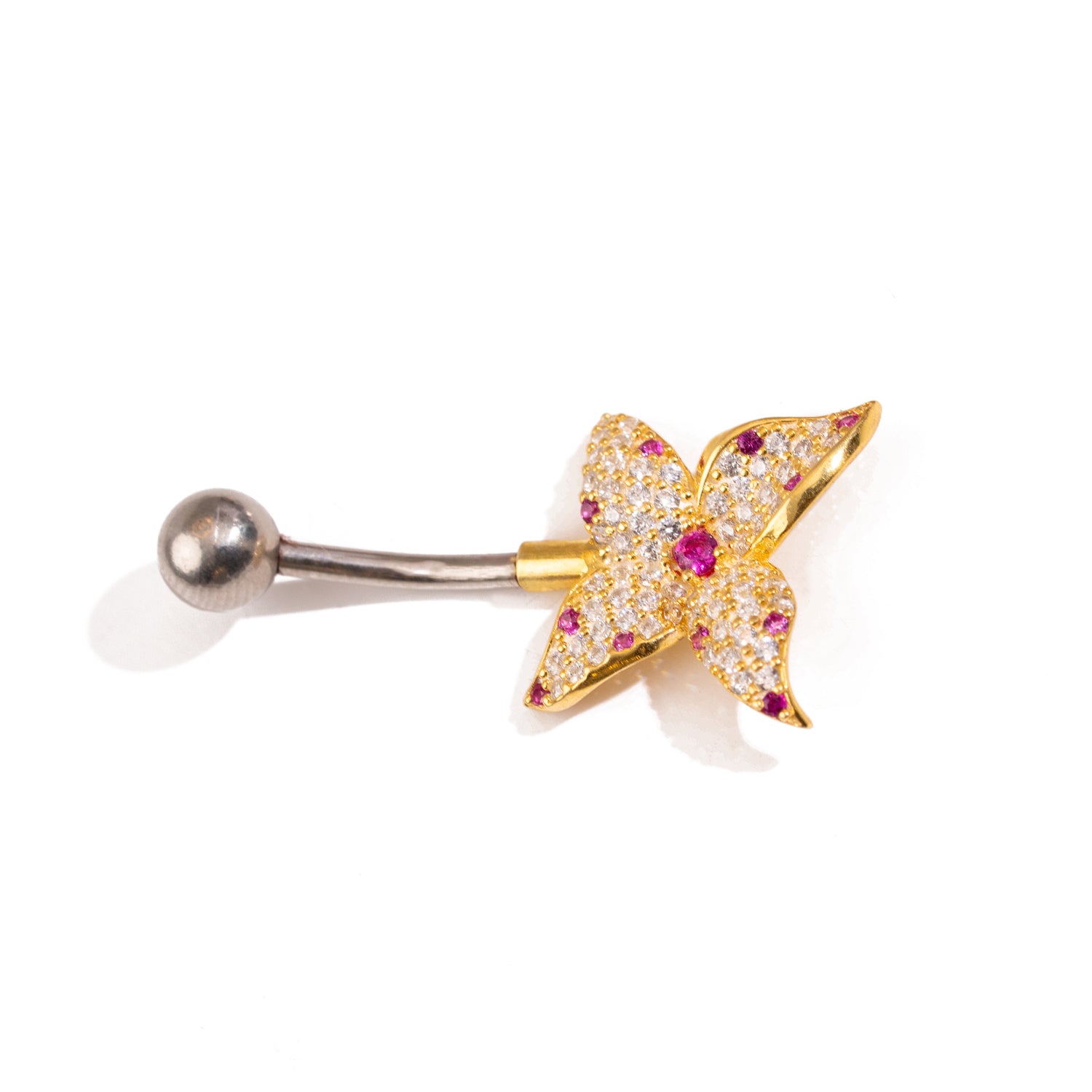 Flower Sparkle Sterling Silver Belly Button Piercing