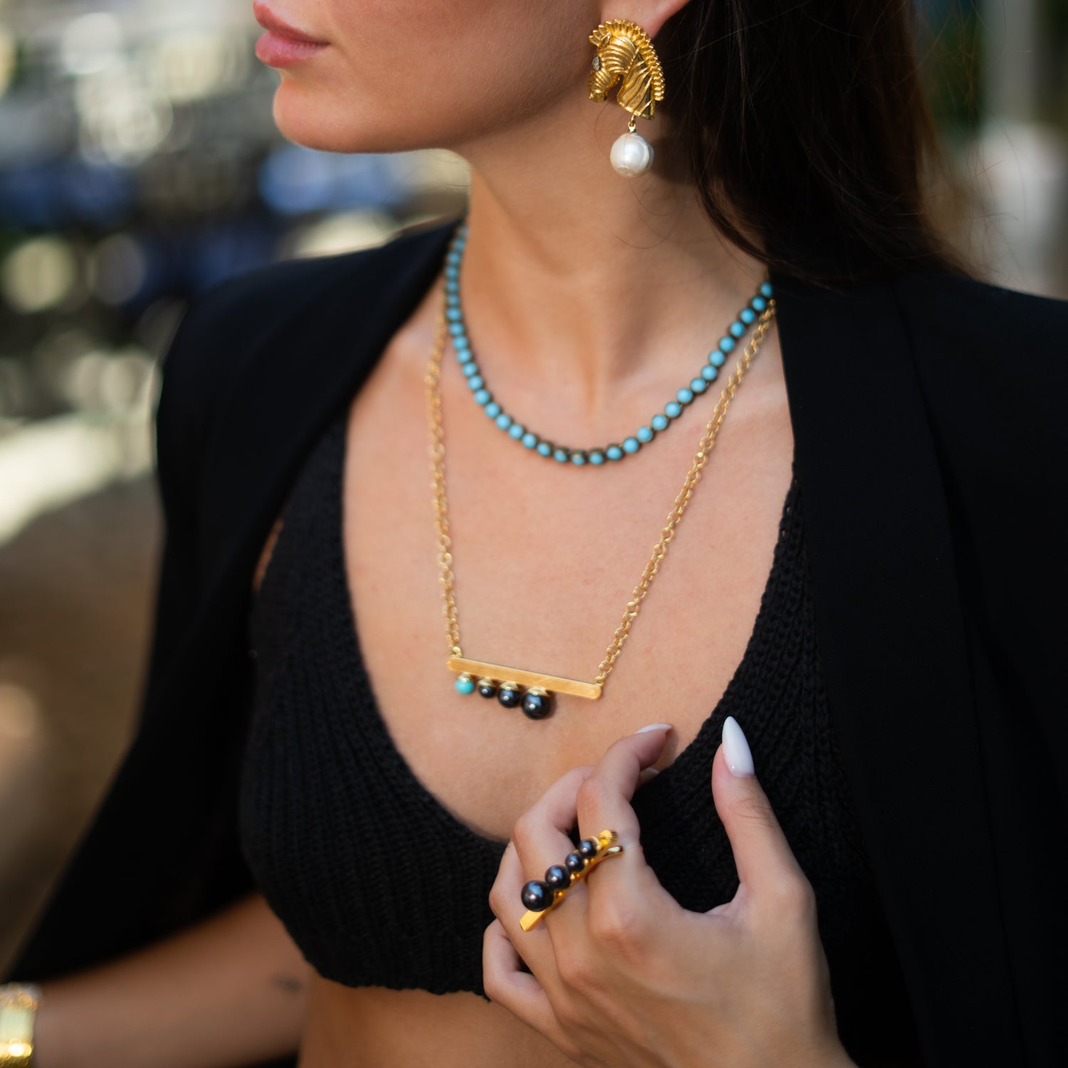 Celestial Balance Black Pearl Statement Ring