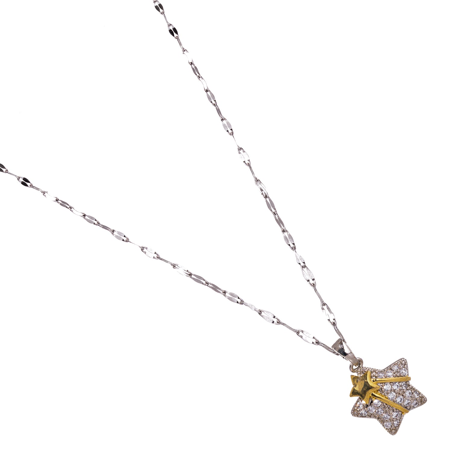 Silver Necklace with Sparkling Star Pendant and Gold Comet for Style, Elegance, and Spiritual Meaning