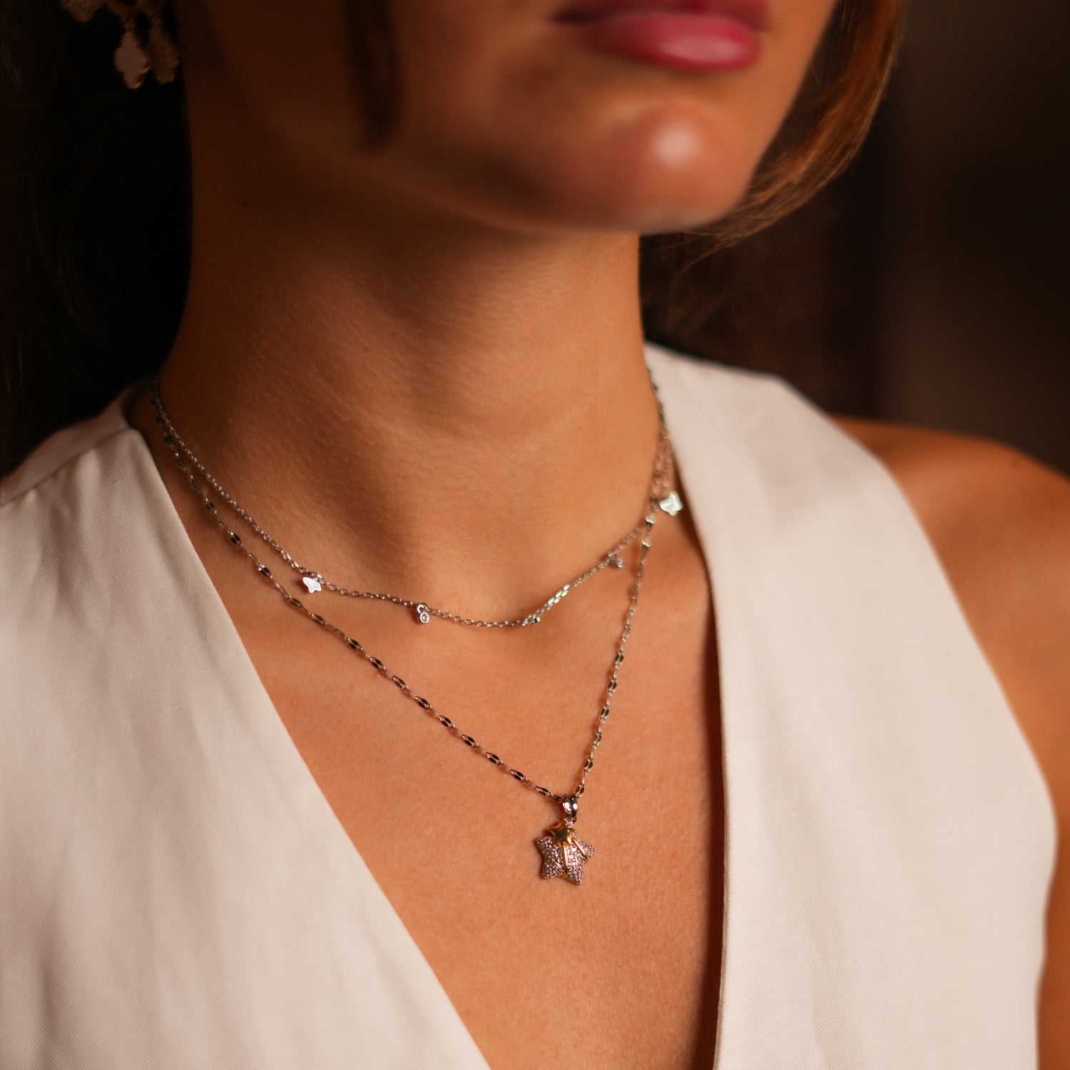 Silver Necklace with Star Pendant and CZ Diamonds for Dreamers and Goal-Getters