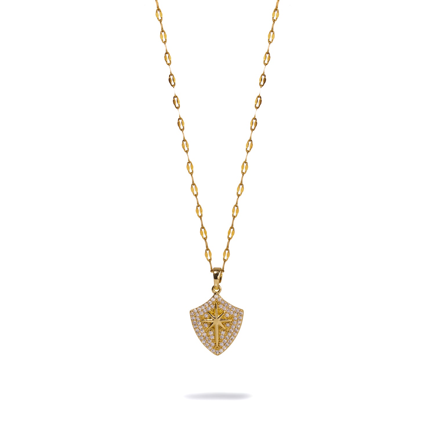 18K Gold Compass Necklace with Radiant Diamond and North Star Pendant for a Touch of Luxury and Guidance