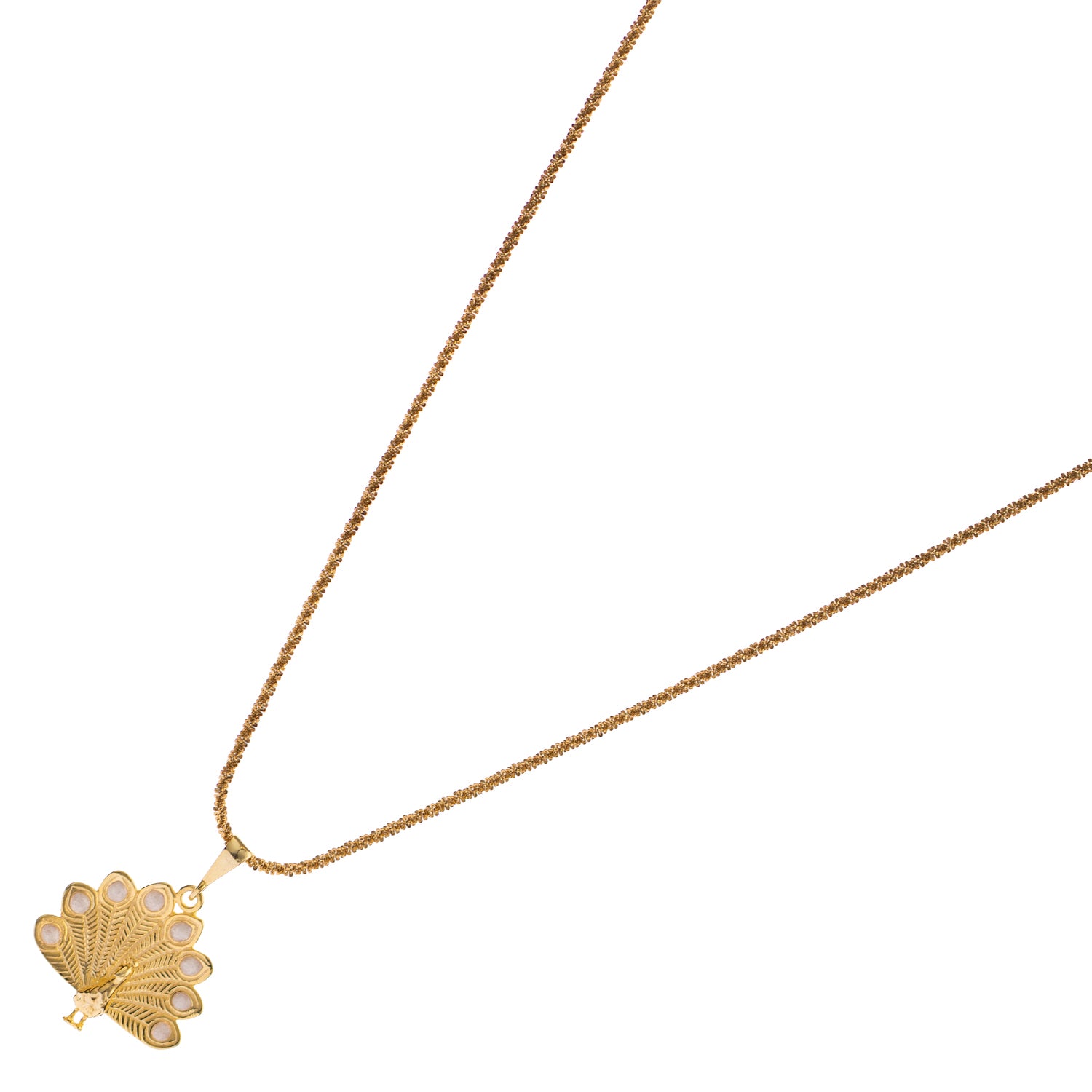 Celestial Feather White Enamel Necklace