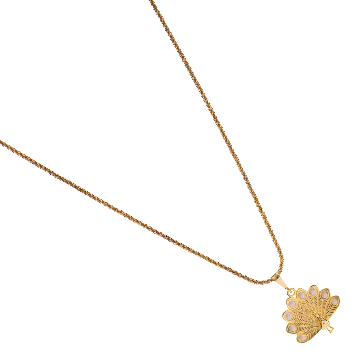 Celestial Feather White Enamel Necklace