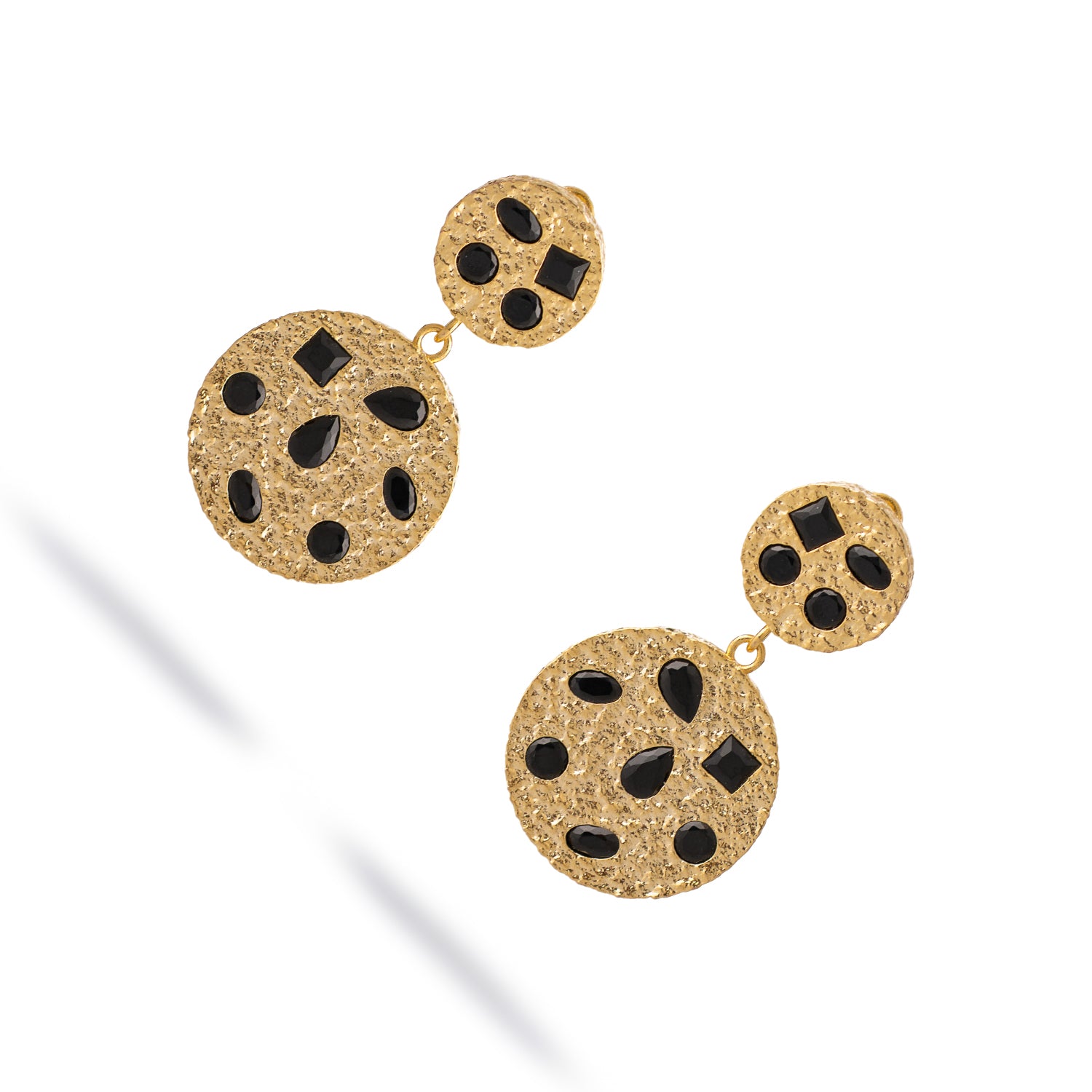Celestial Harmony Black Onyx Gold Earrings