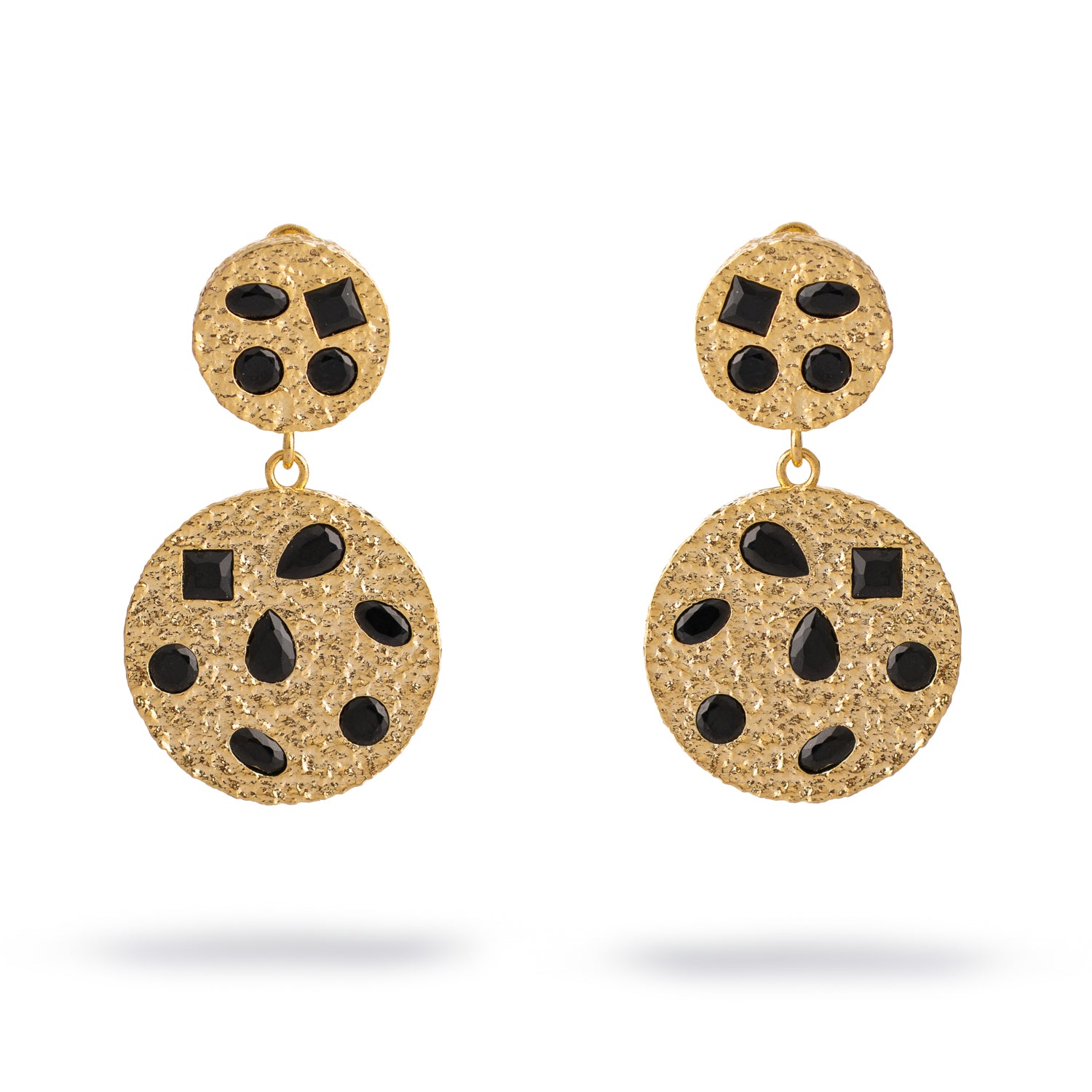Celestial Harmony Black Onyx Gold Earrings