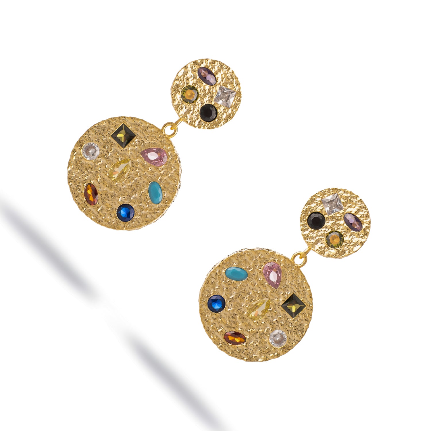 Celestial Harmony Multi Gemstone Gold Earrings