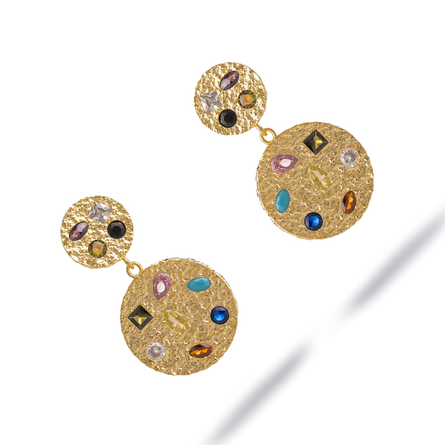 Celestial Harmony Multi Gemstone Gold Earrings