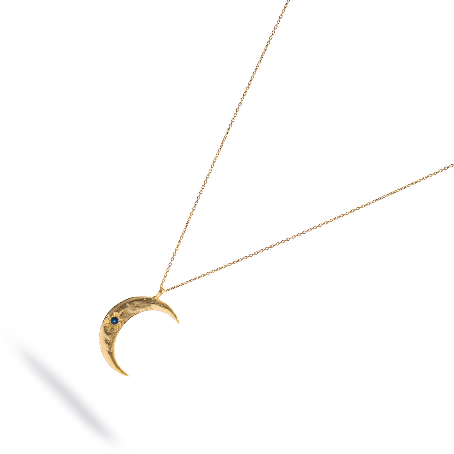 Celestial Moon & Sun Sapphire Gold Necklace