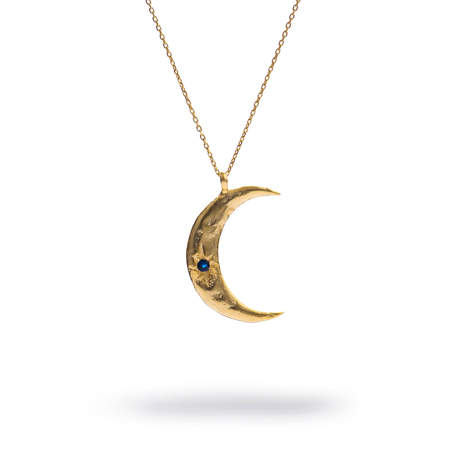 Celestial Moon & Sun Sapphire Gold Necklace