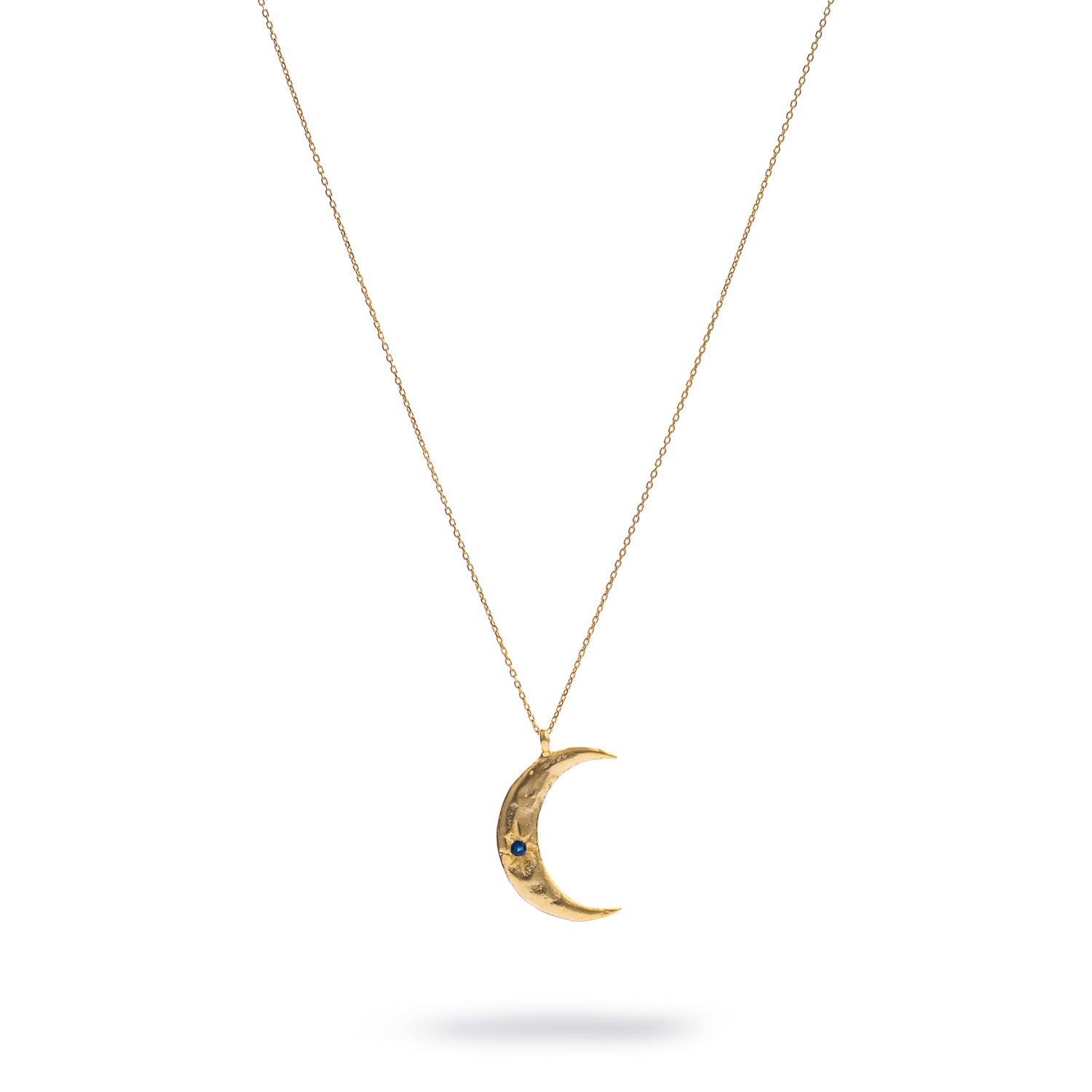 Celestial Moon & Sun Sapphire Gold Necklace
