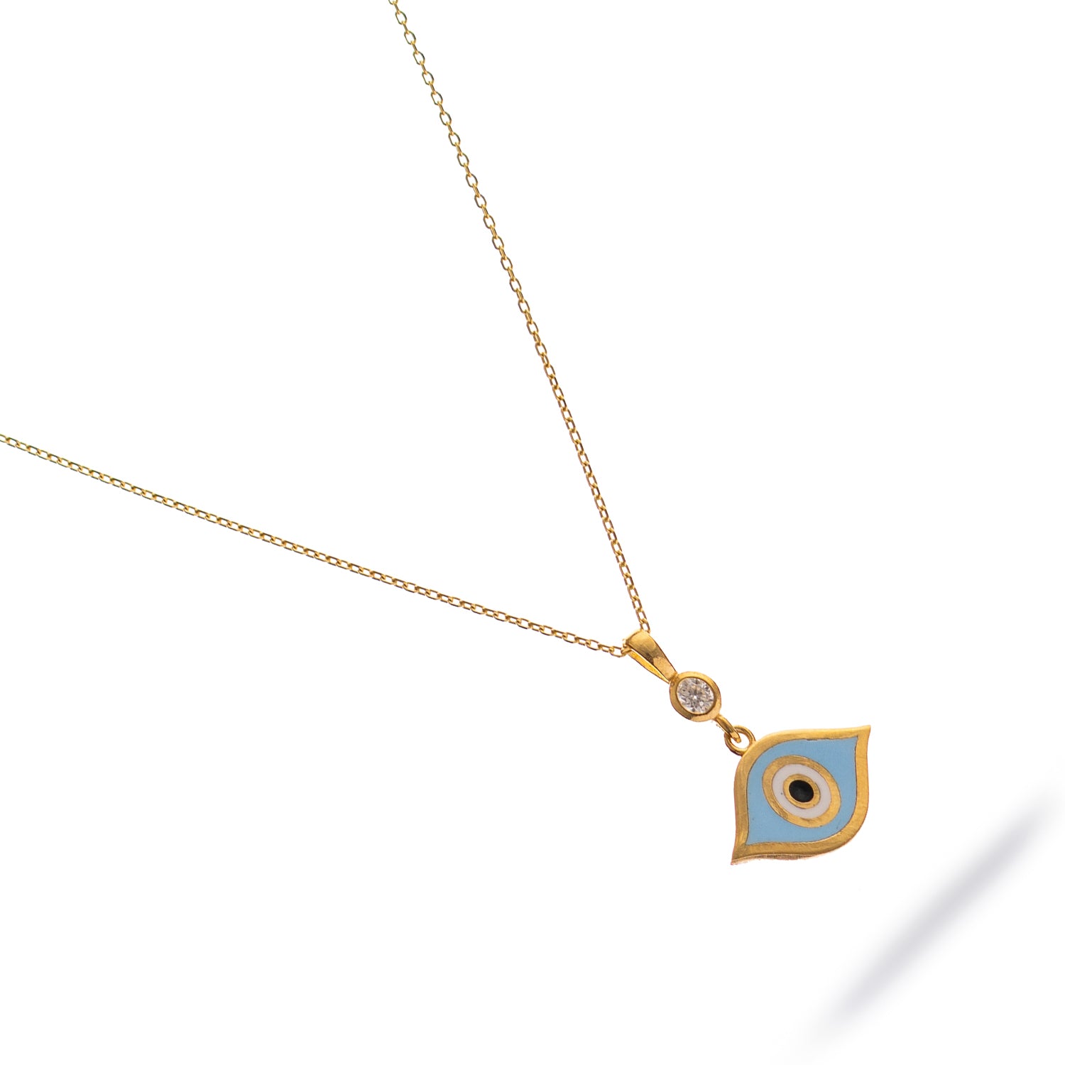 Celestial Protection Light Blue Evil Eye Gold Necklace