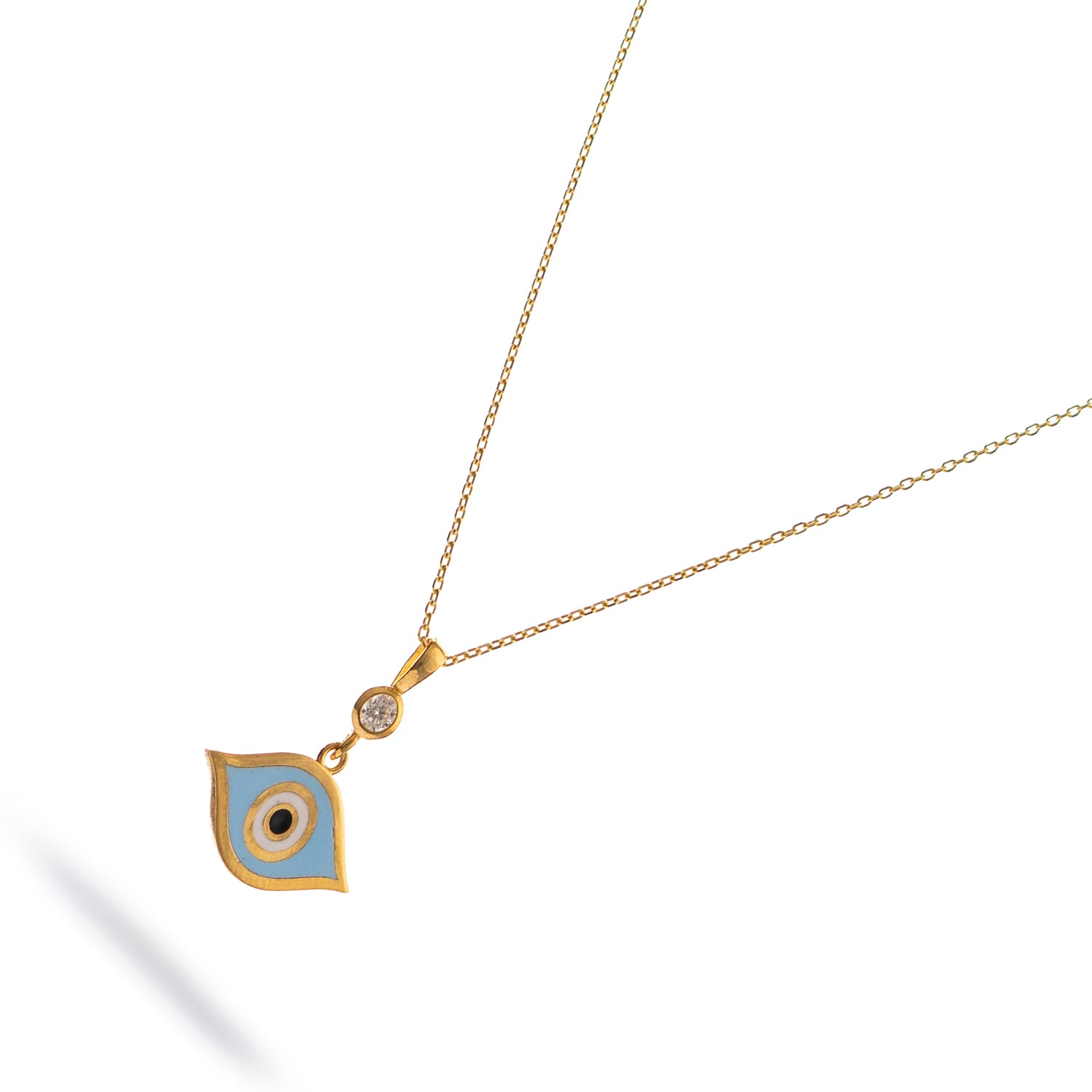 Celestial Protection Light Blue Evil Eye Gold Necklace
