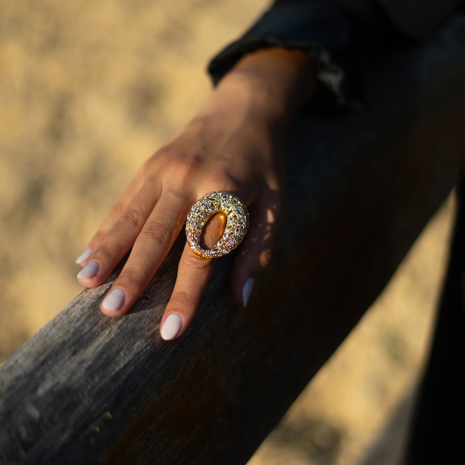 Celestial Radiance Swarovski Crystal Chunky Adjustable Ring