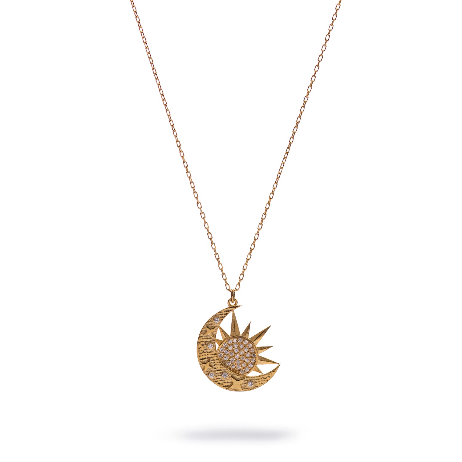Celestial Sun & Moon Diamond Gold Necklace