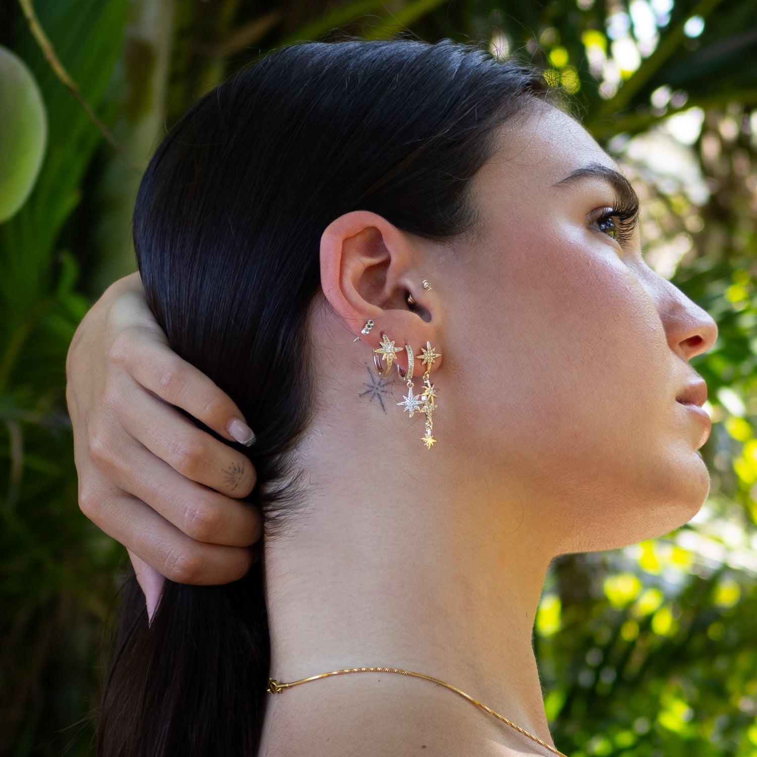 Celestial Trinity Gold & Diamond Earring Set