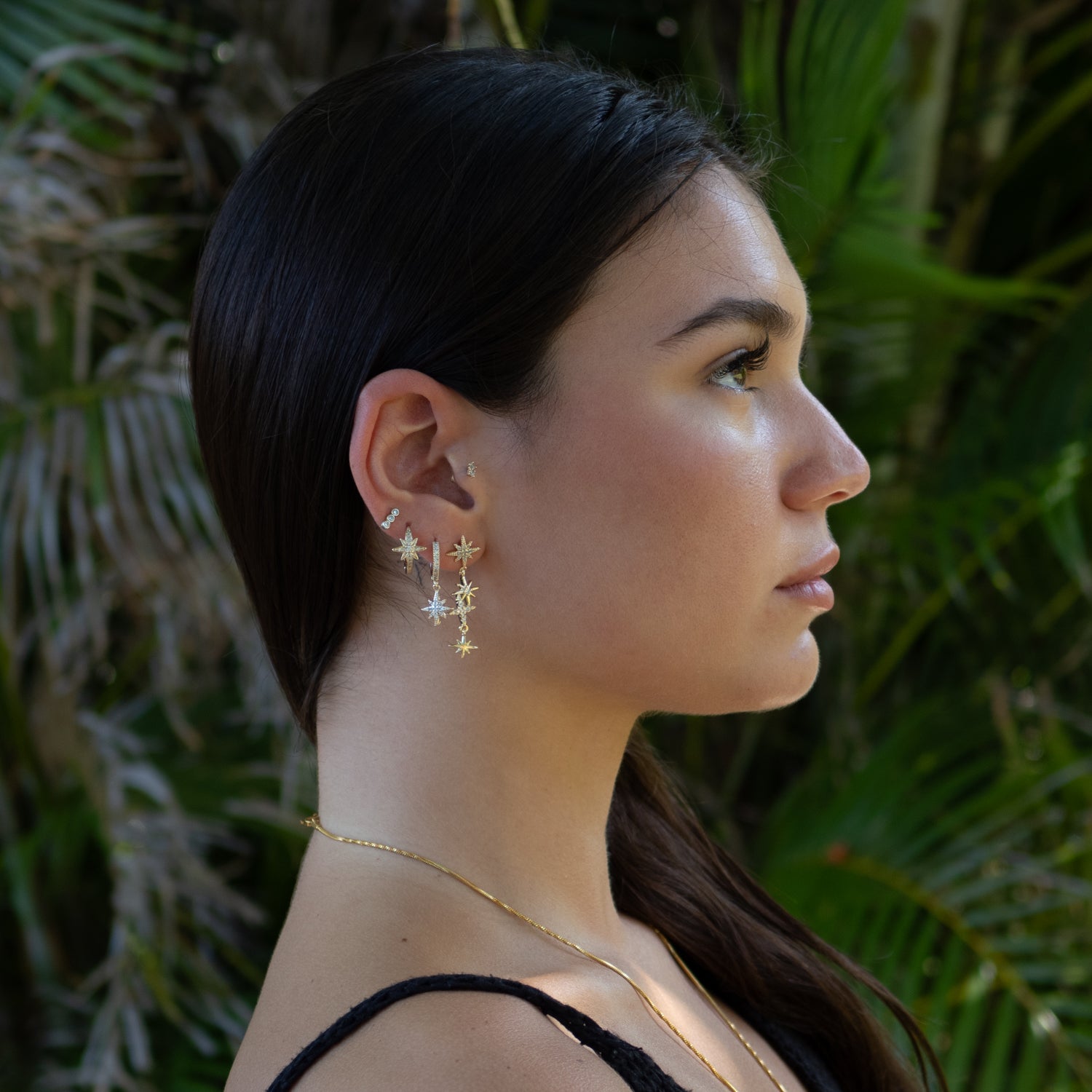 Celestial Trinity Gold & Diamond Earring Set