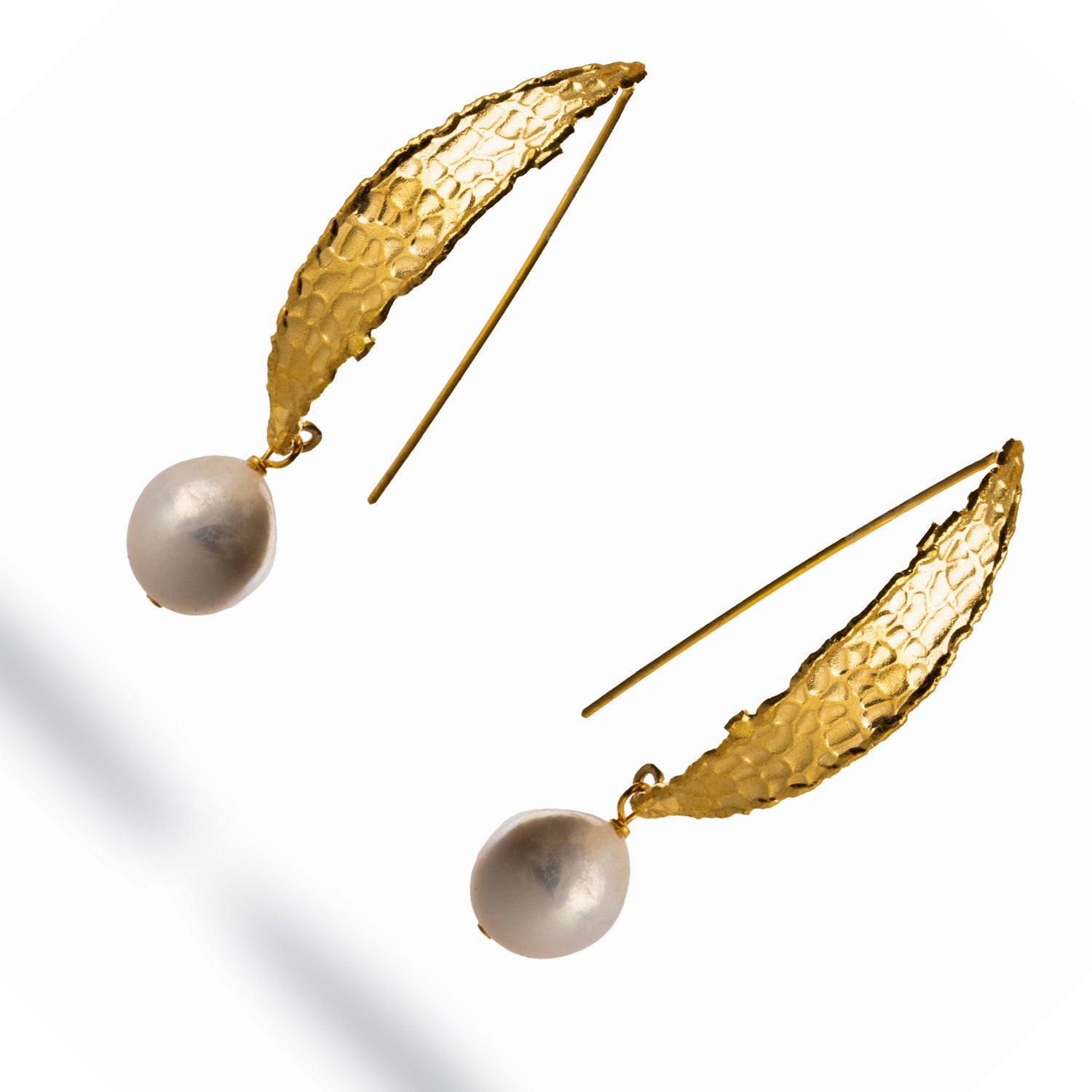 Handmade Gold Hook Earrings with Baroque Pearl for Chic, Energetic Style