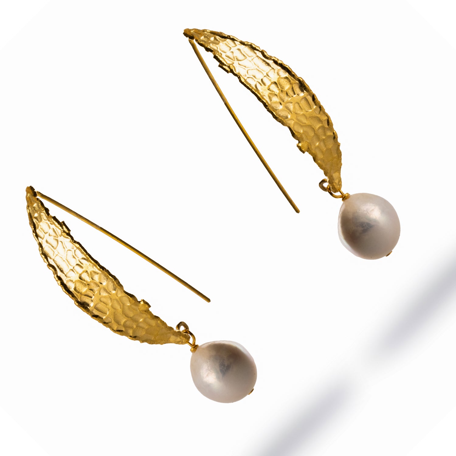 Chunky Gold Hook Earrings with Baroque Pearl for Sophisticated, Lively Design