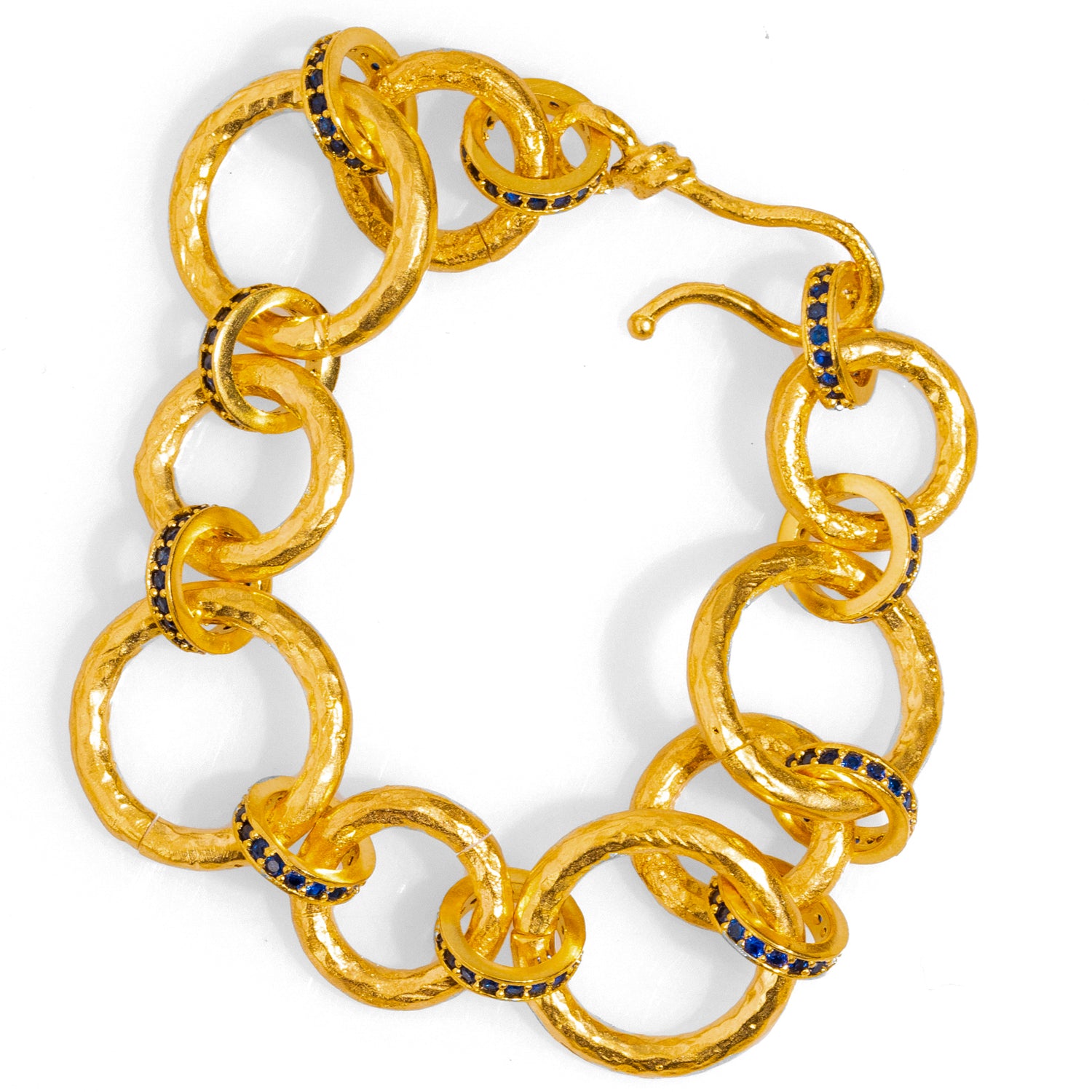 Handmade 24K Gold Choker Necklace with Sapphire Stones and Matching Bracelet for Timeless Glamour