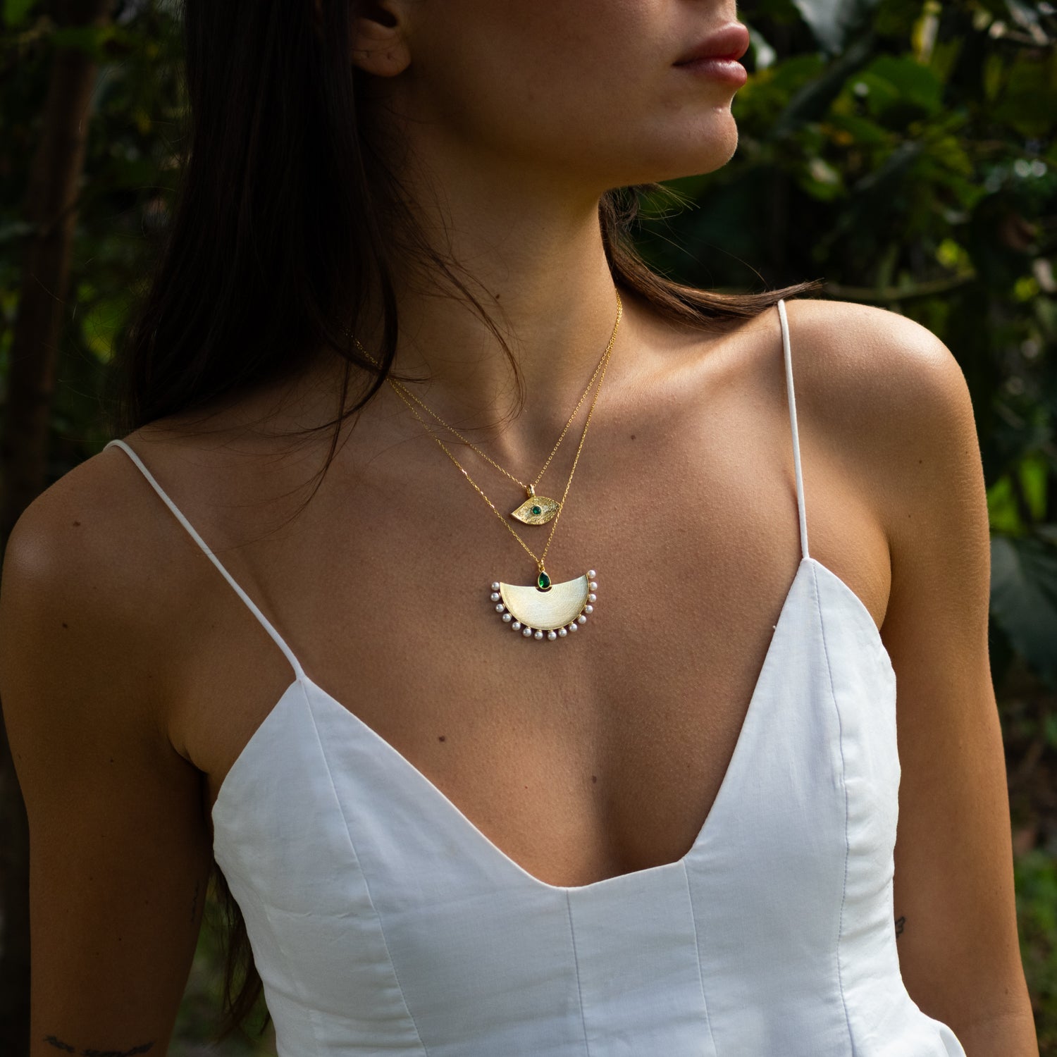 Cleopatra’s Emerald Guardian Eye Necklace