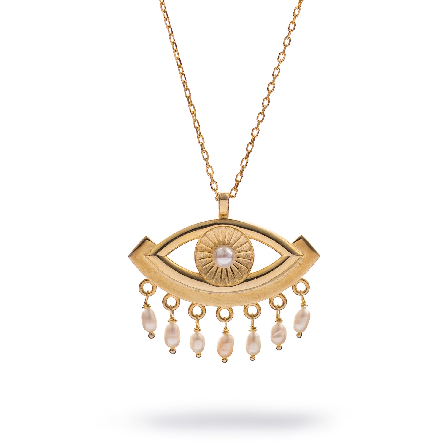 Cleopatra’s Mystic Pearl Eye Gold Necklace