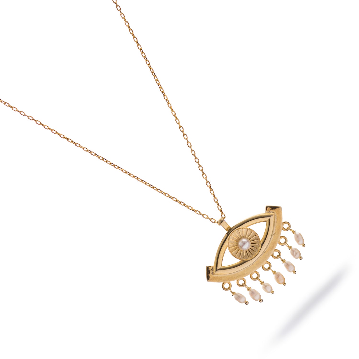 Cleopatra’s Mystic Pearl Eye Gold Necklace