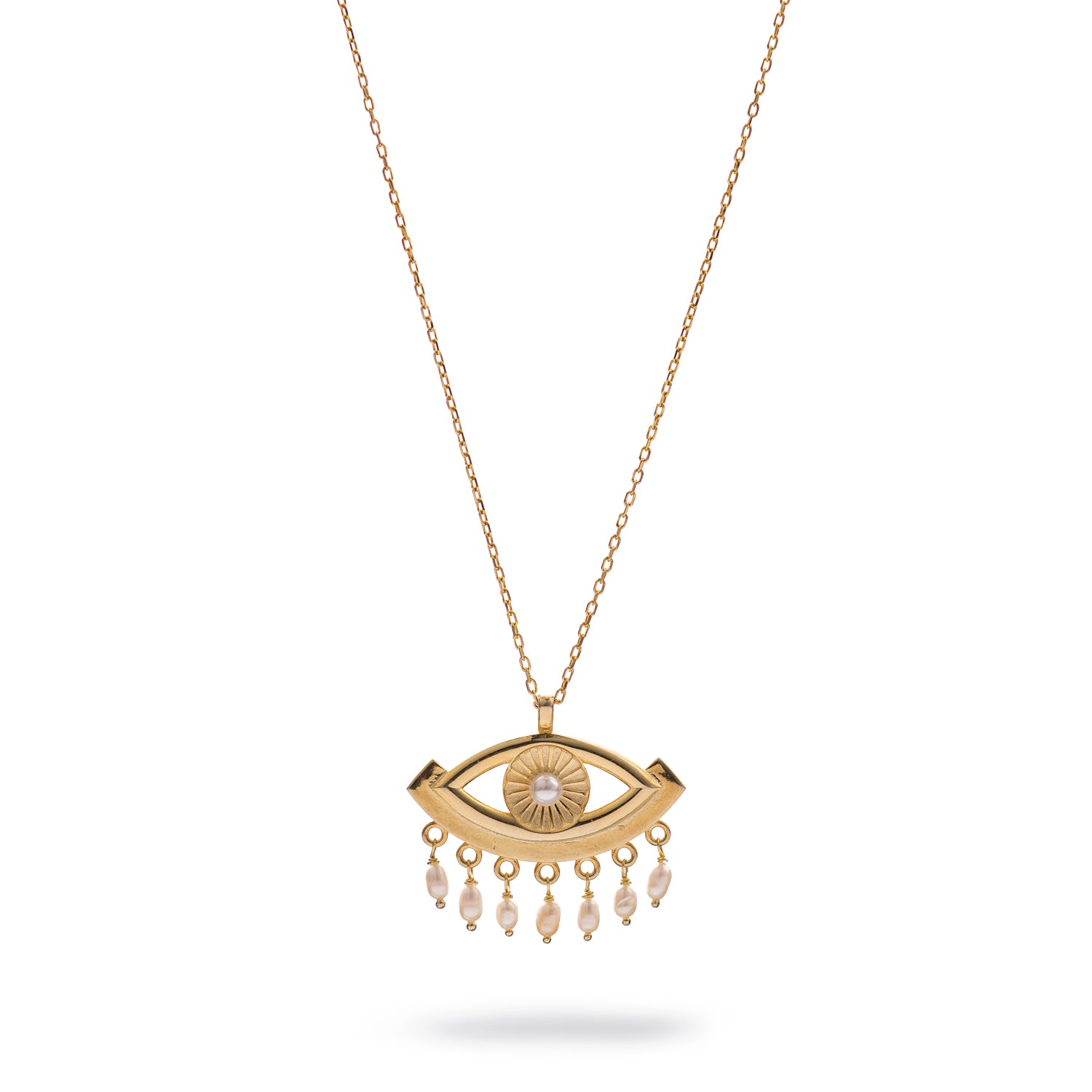 Cleopatra’s Mystic Pearl Eye Gold Necklace