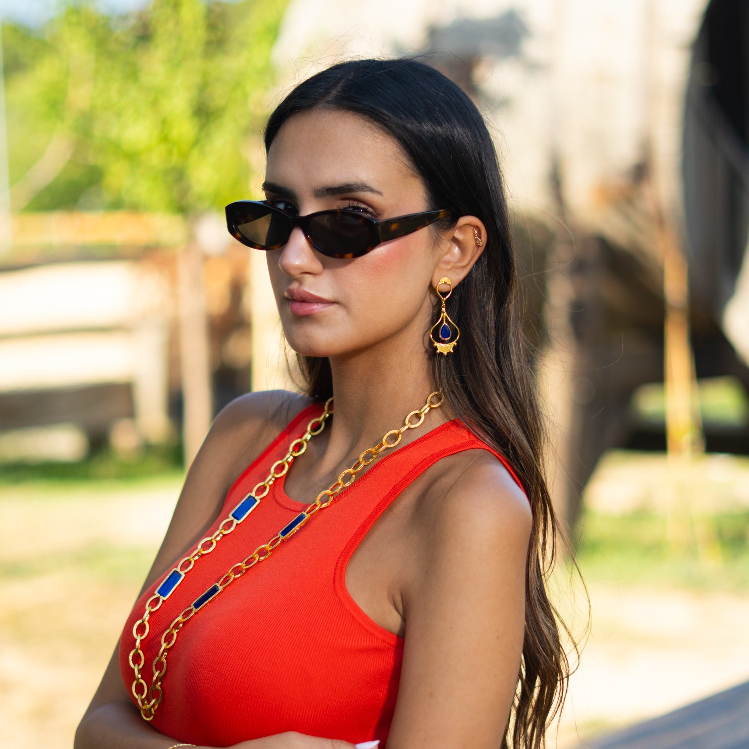 Cleopatra’s Sapphire Tears Gold Earrings