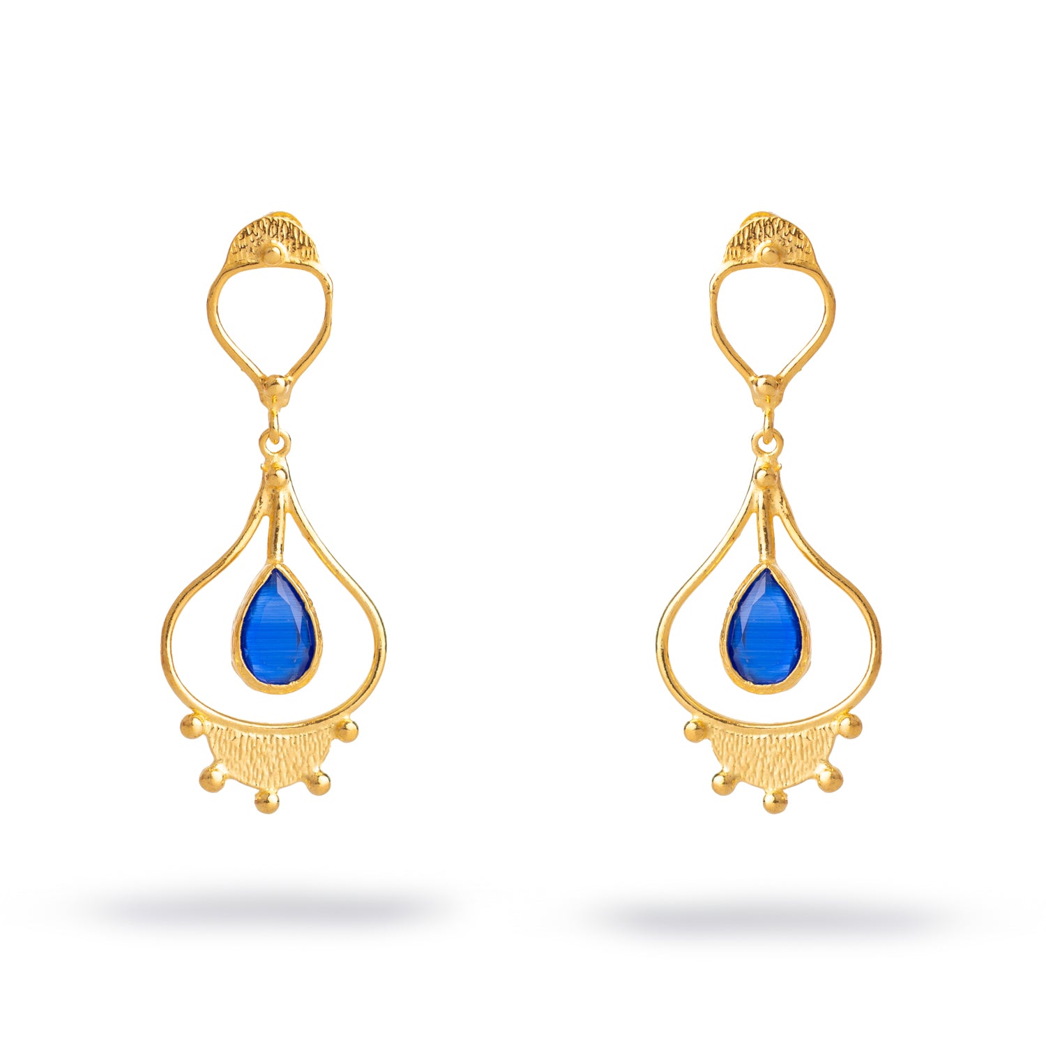 Cleopatra’s Sapphire Tears Gold Earrings
