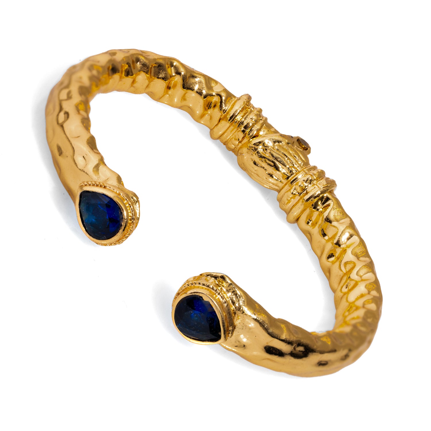 Sapphire Stone and Gold Chunky Cuff Bracelet for a Regal, Timeless Fashion Statement