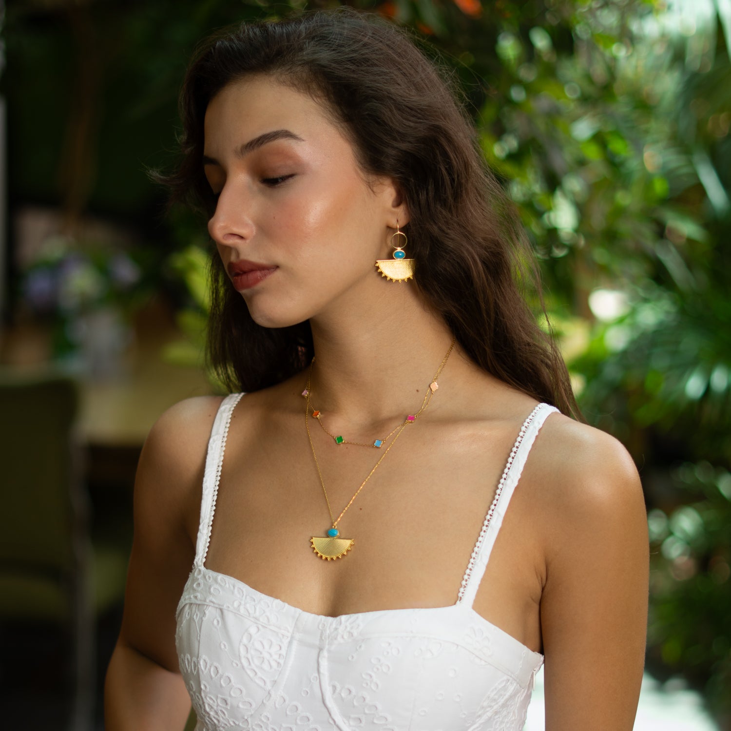 Cleopatra Sunburst Turquoise Gold Necklace