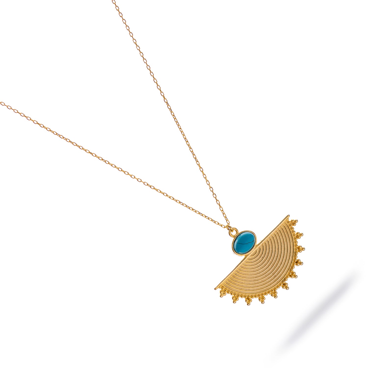Cleopatra Sunburst Turquoise Gold Necklace