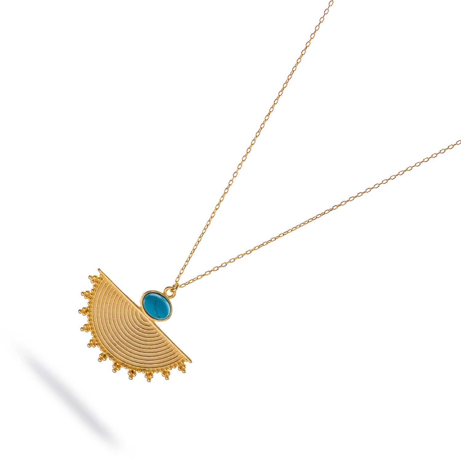 Cleopatra Sunburst Turquoise Gold Necklace