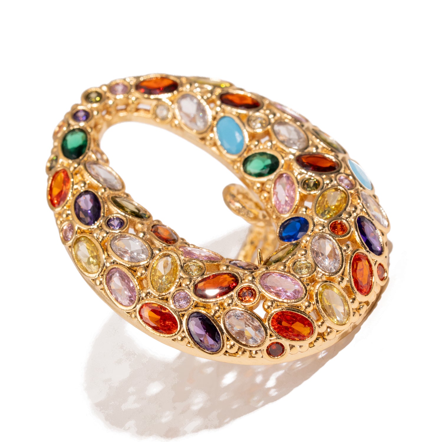 Cosmic Aura Multi Gemstone Gold Adjustable Ring