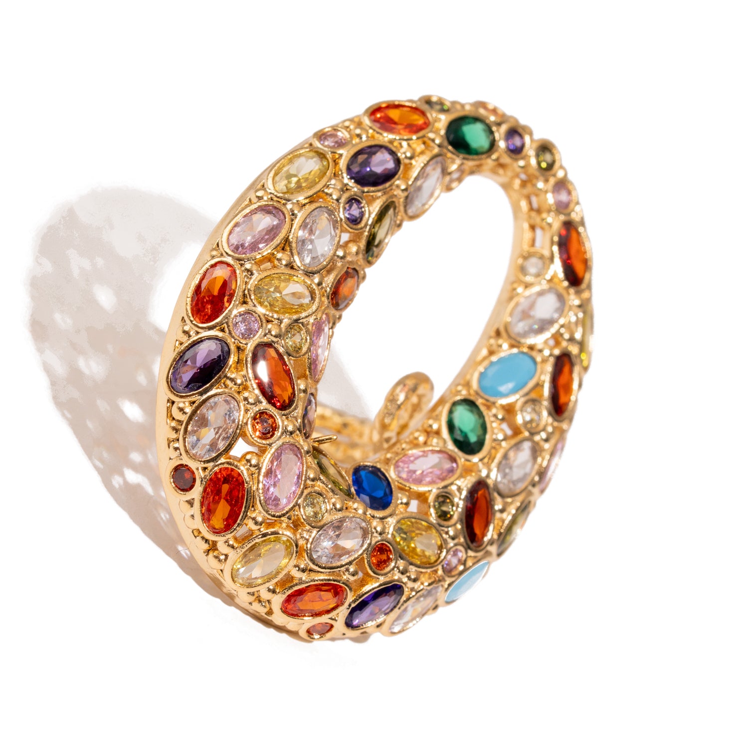 Cosmic Aura Multi Gemstone Gold Adjustable Ring