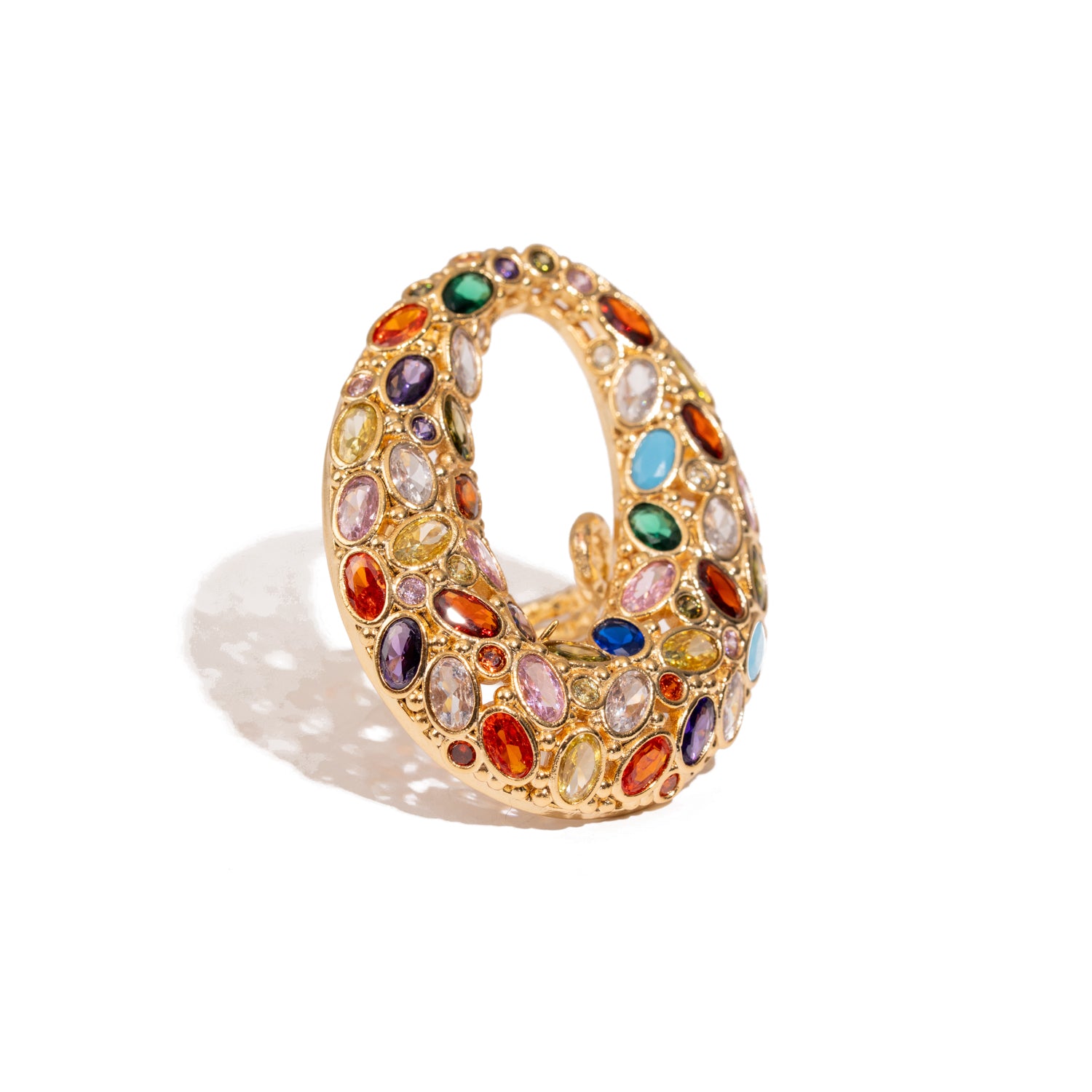 Cosmic Aura Multi Gemstone Gold Adjustable Ring