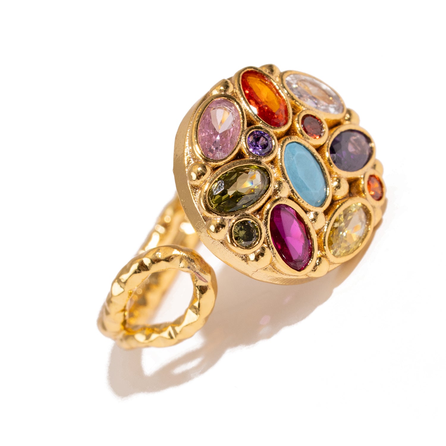 Cosmic Energy Multi Gemstone Adjustable Ring