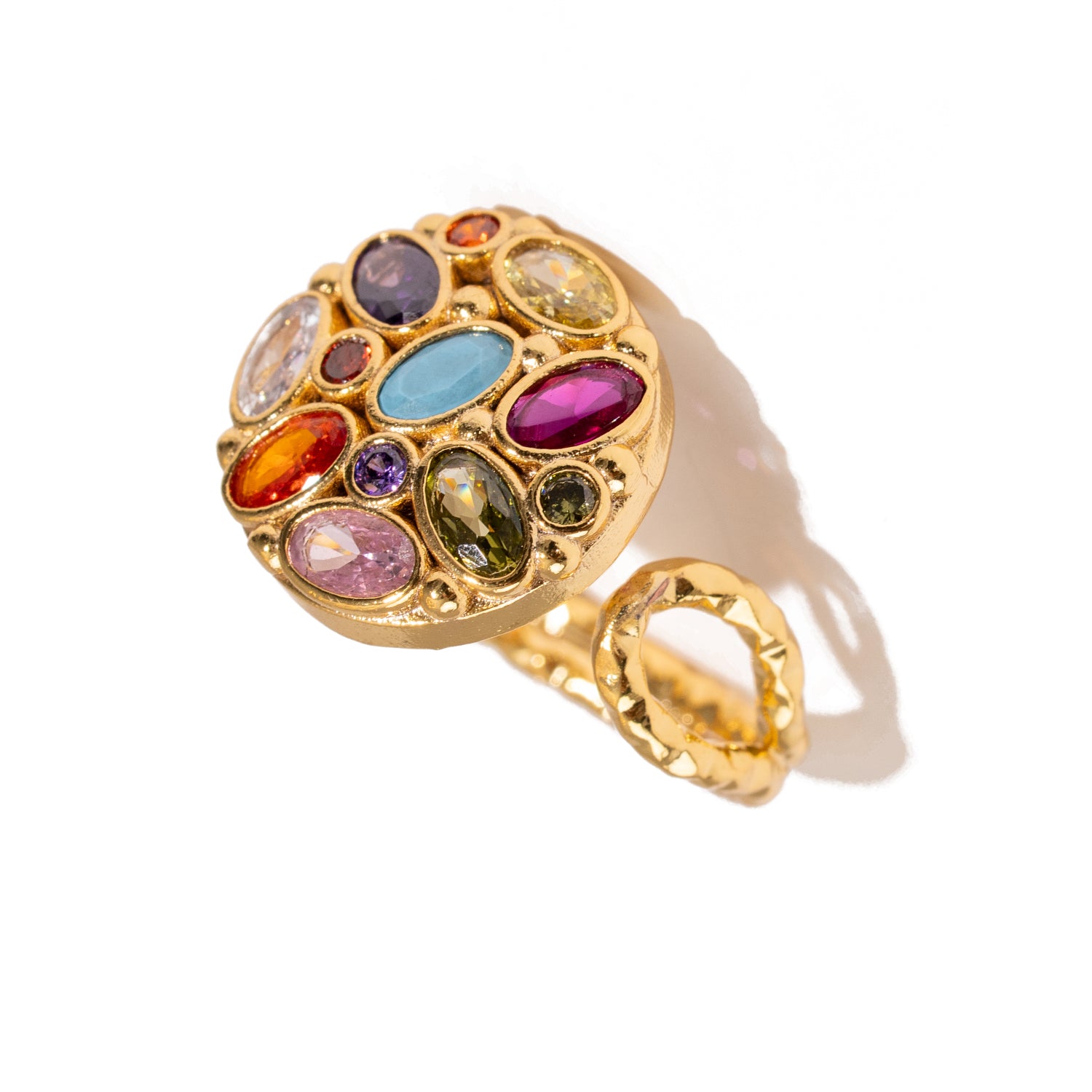 Cosmic Energy Multi Gemstone Adjustable Ring