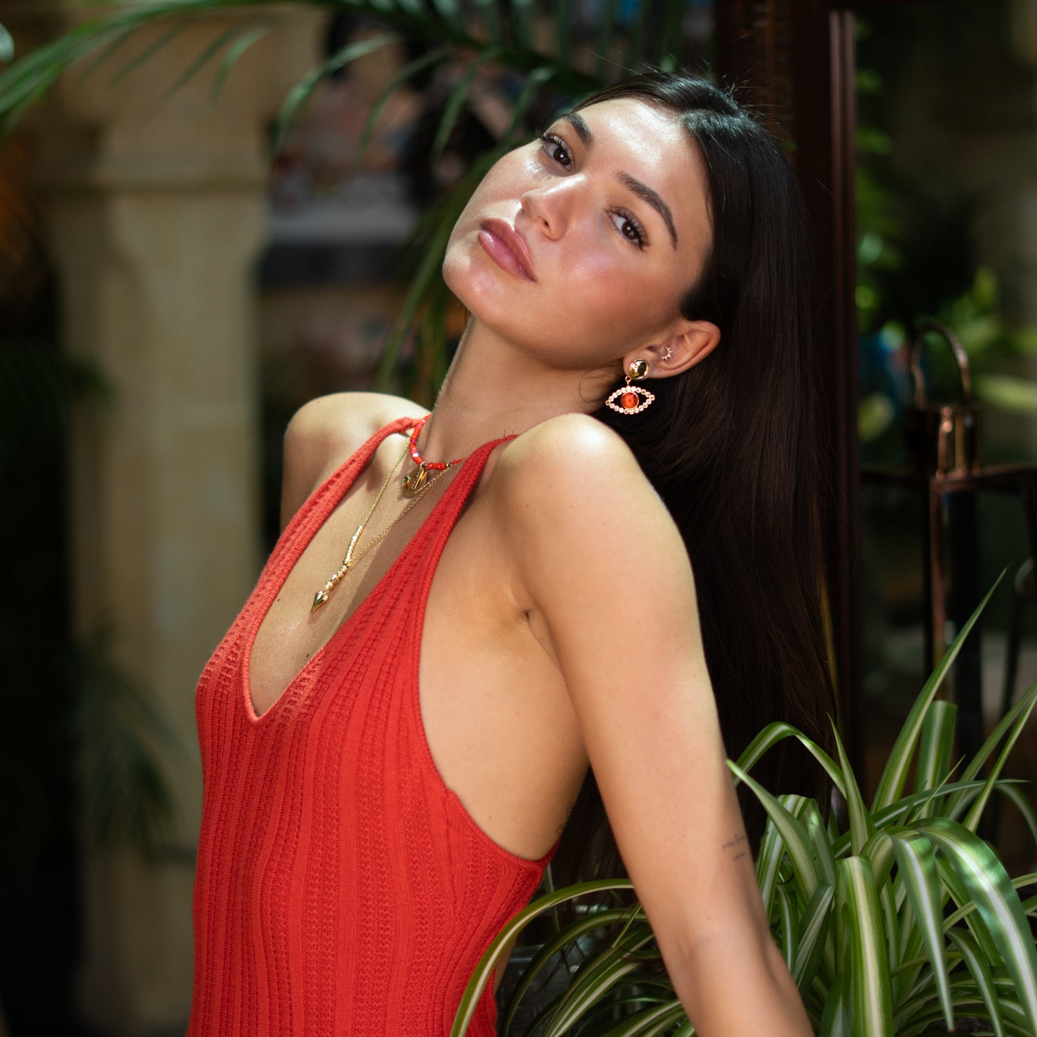 Crimson Flame Eye Earrings