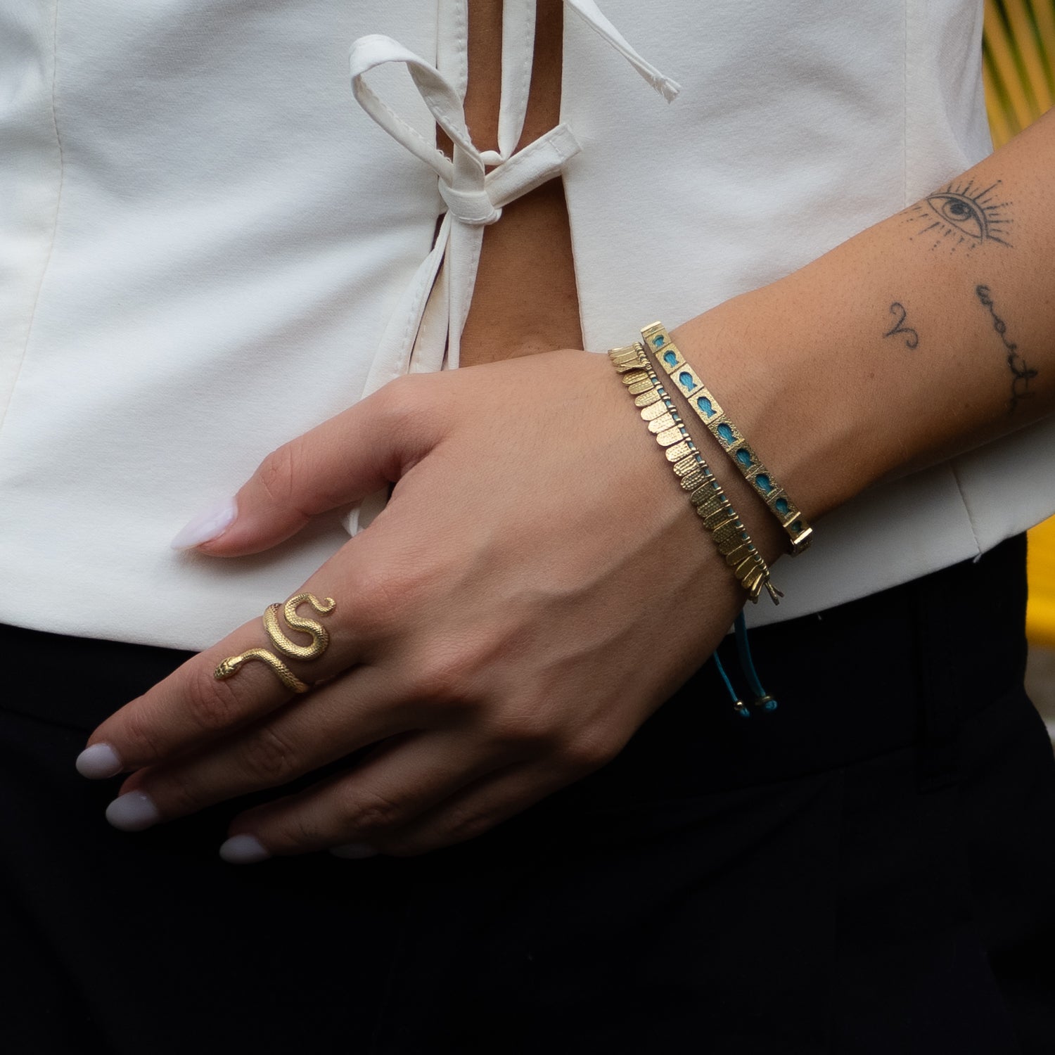 Cycle of Life Snake Ring with a sleek gold vermeil design, representing the symbolism of rebirth and growth.