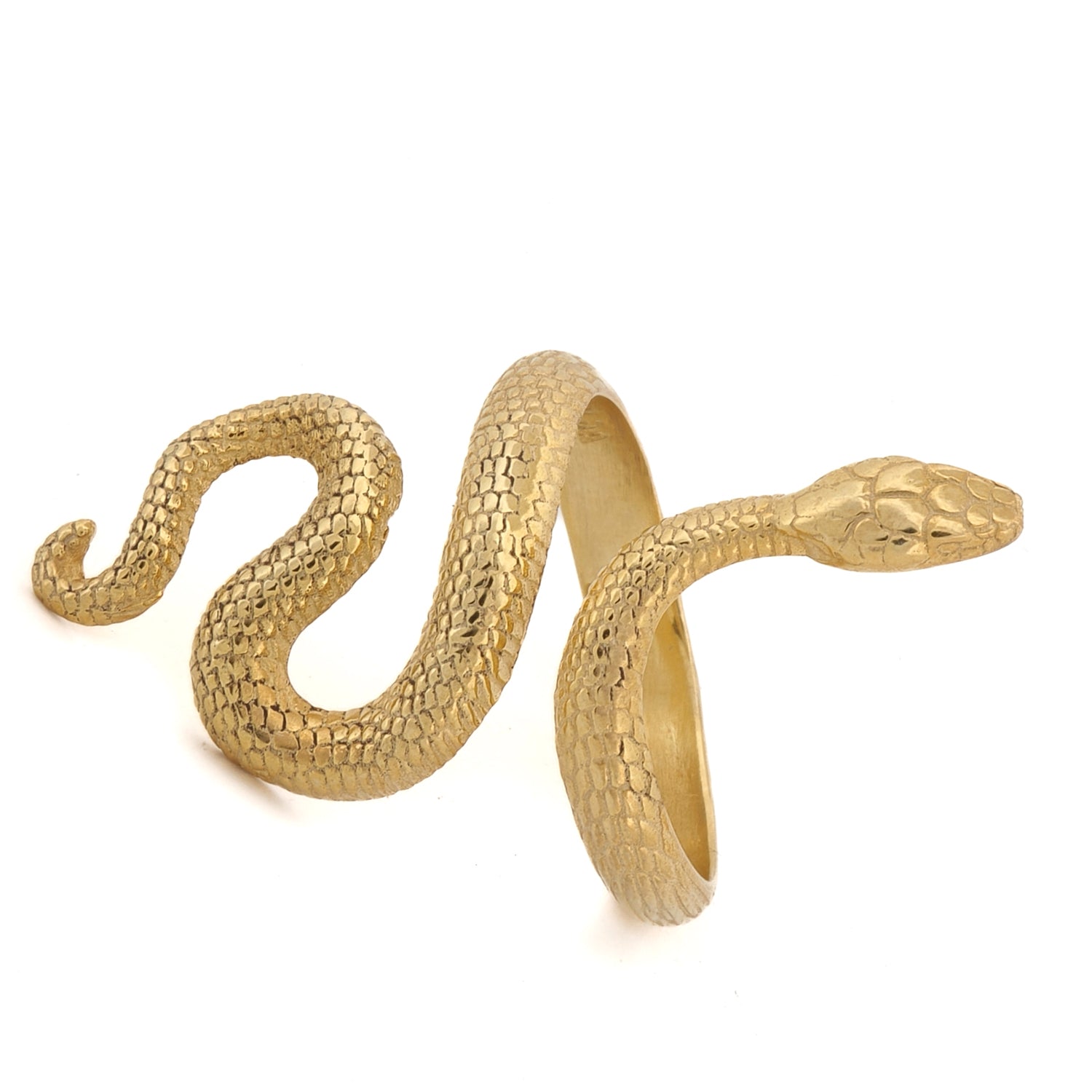 Stylish snake ring crafted in sterling silver with 18K gold plating, perfect for meaningful and elegant wear.