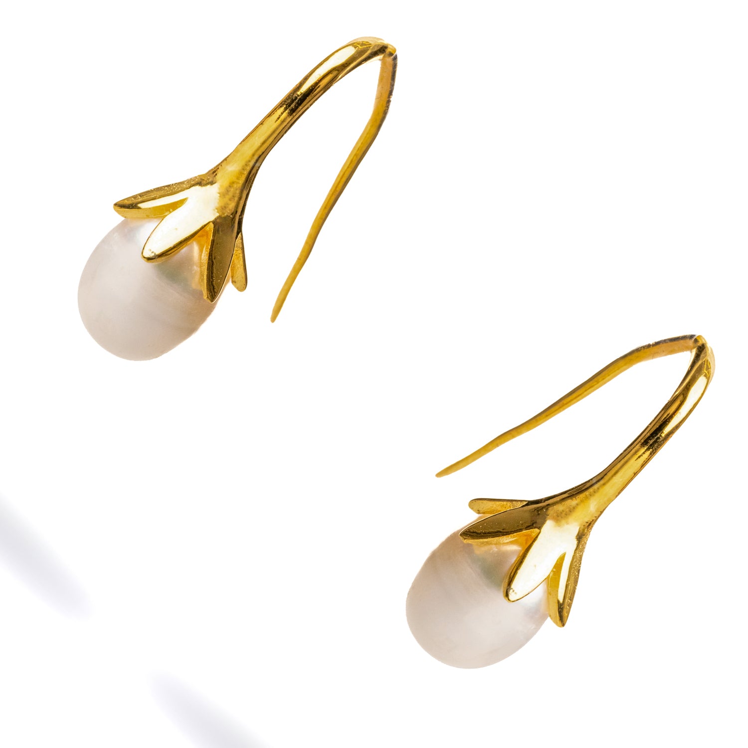 Handmade 18K Gold-Plated Earrings with Pearl Stone for Refined, Timeless Style