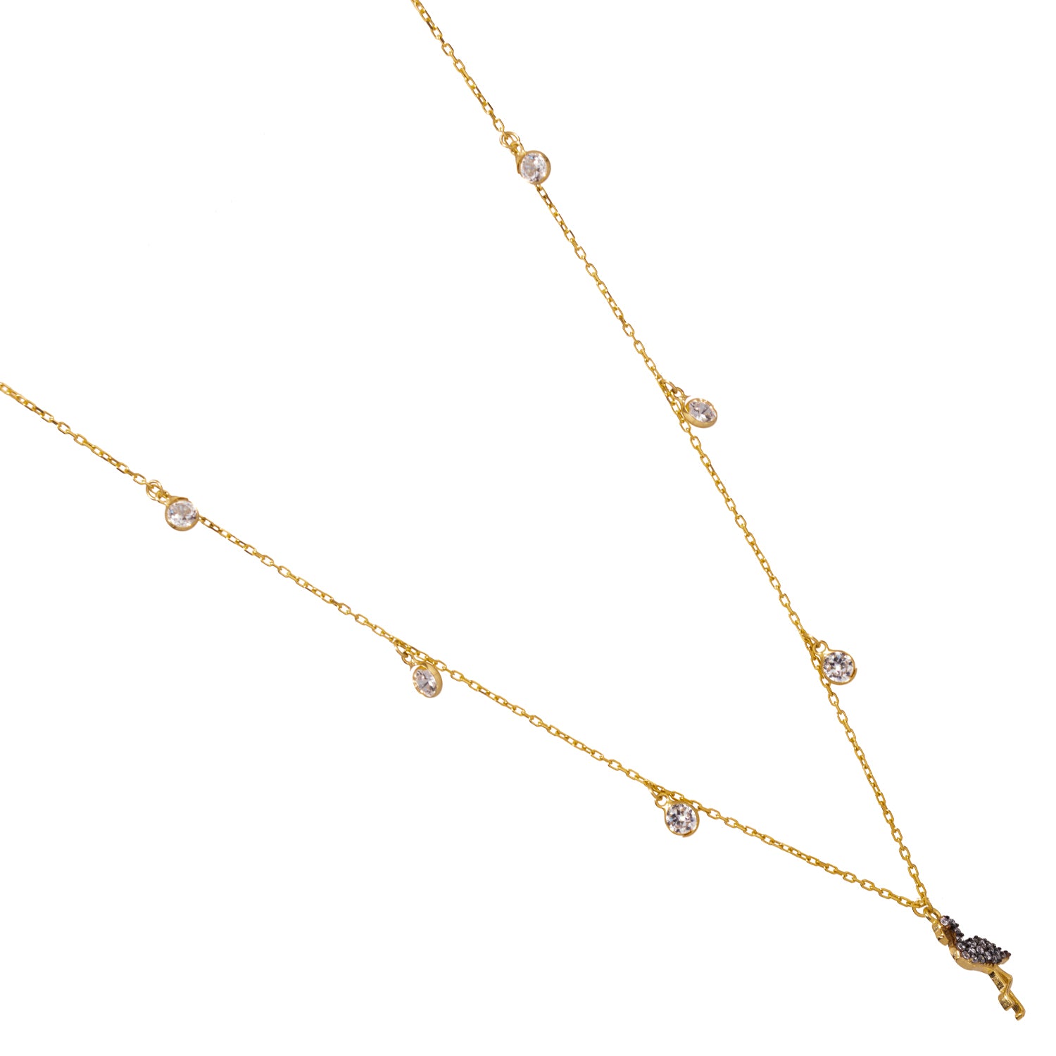 18K Gold-Plated Necklace with Flamingo Pendant and CZ Diamonds for Sophisticated Style and Spirituality