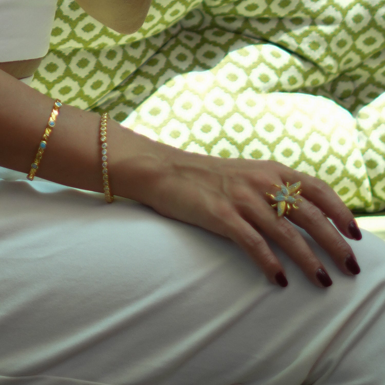 Adjustable Gold Bangle Bracelet with CZ Diamonds for a Perfect Balance of Elegance and Shine