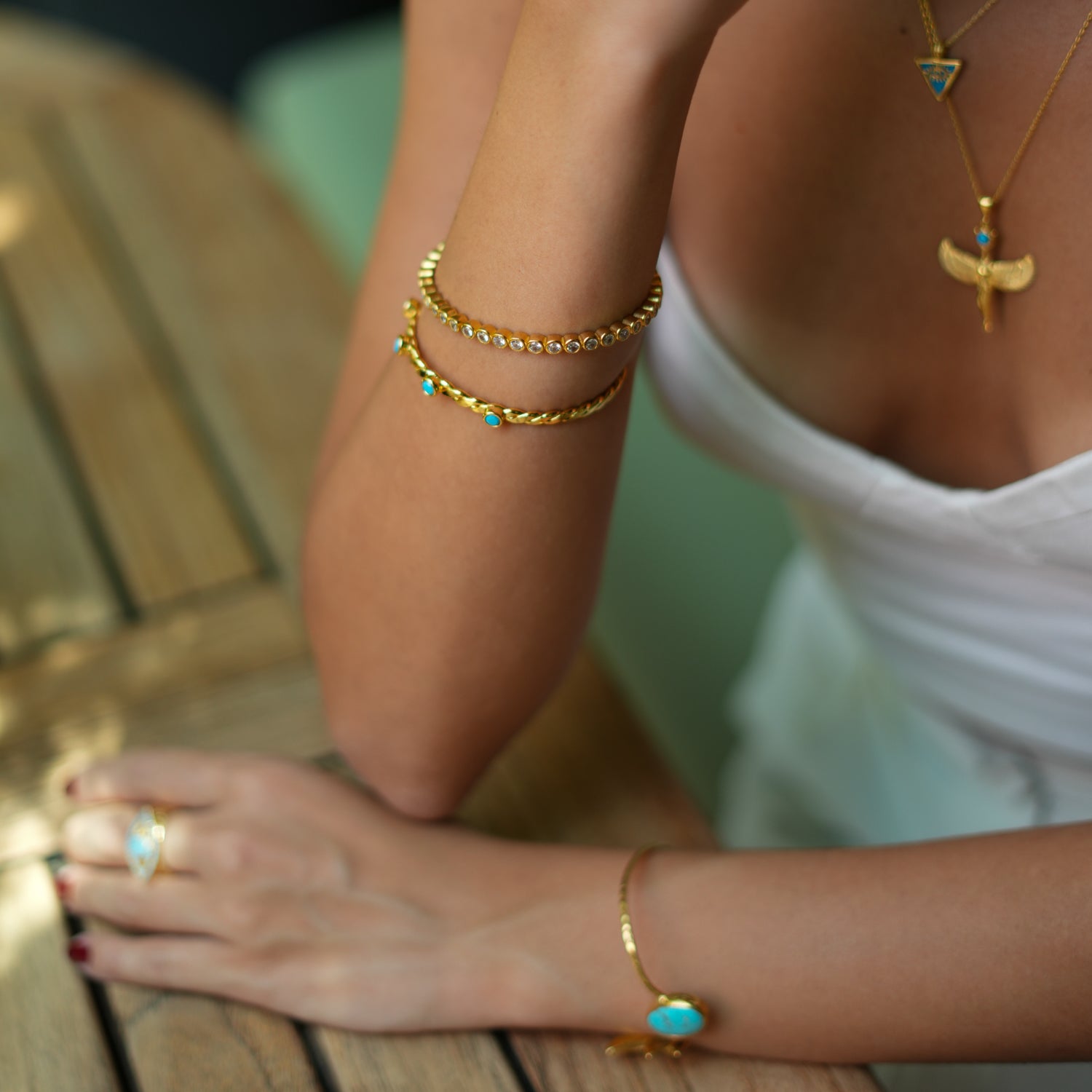 Handmade 24K Gold Bangle with CZ Diamonds for a Perfect Touch of Elegance