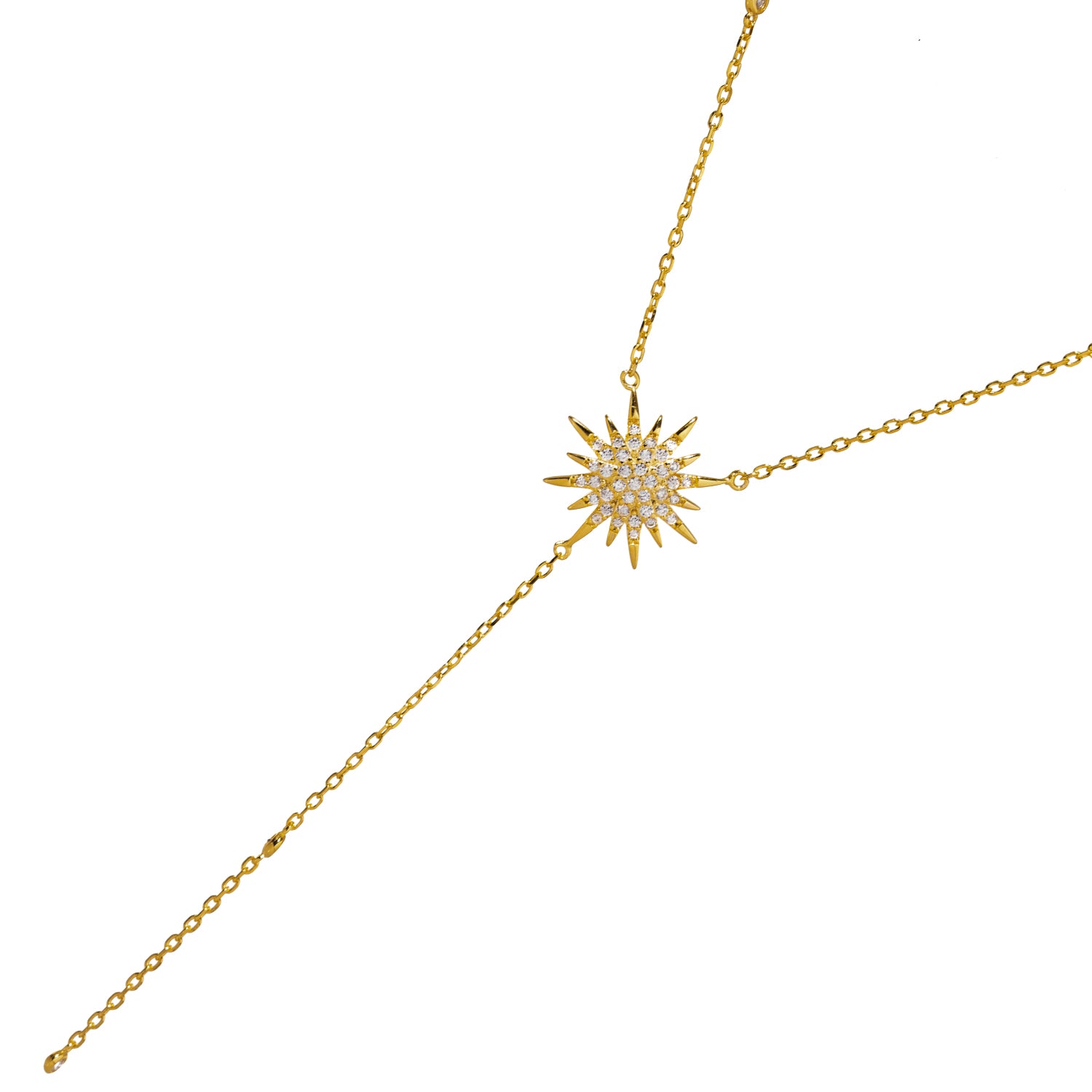 Handmade 18K Gold-Plated Sun Pendant Necklace with Diamonds for Radiance and Stylish Luxury