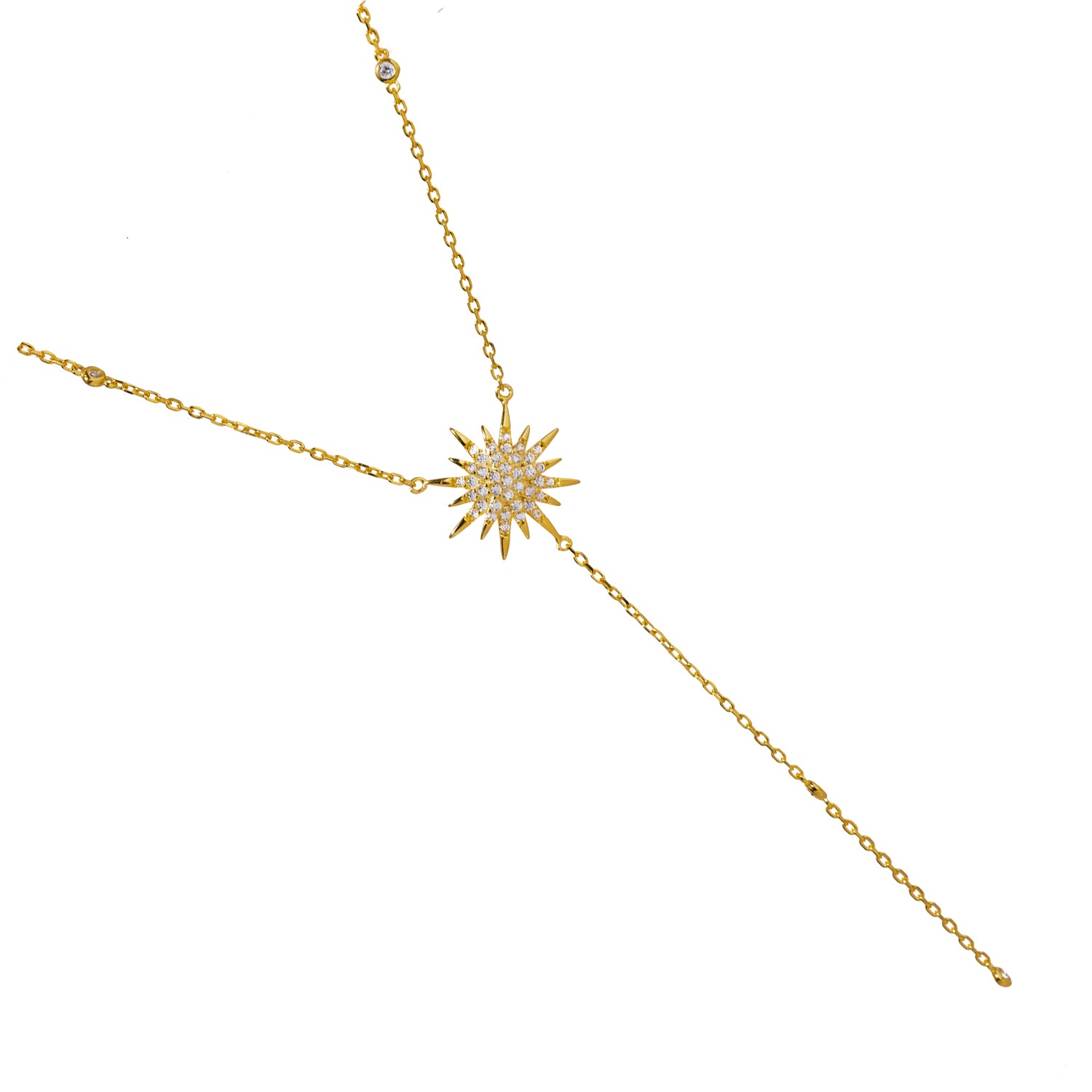 Gold Sun Pendant Necklace with CZ Diamonds for a Stylish Look Full of Energy and Brilliance