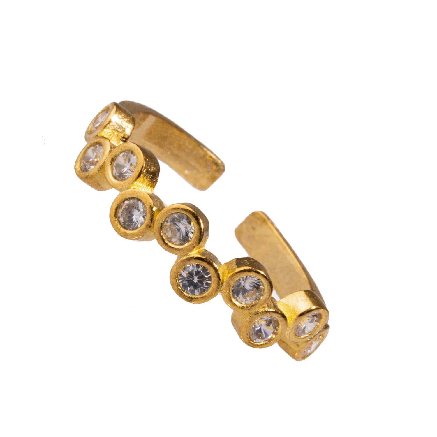 Timeless 24k Gold and Diamond Zig Zag Stackable Ring with Adjustable Fit